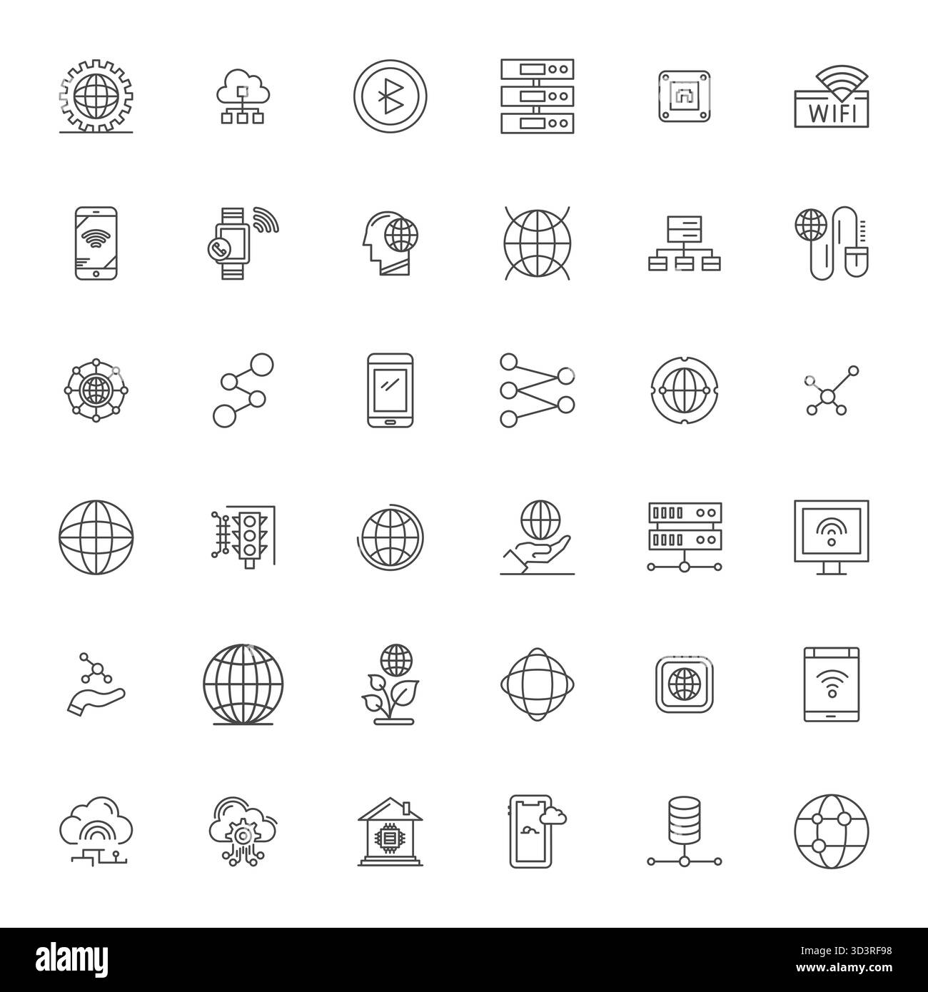 Collezione realizzata a mano con 36 icone vettoriali Bold Line per la connettività, ottimizzate con risoluzione allineata a 256x256 pixel per esperienze digitali di livello superiore Illustrazione Vettoriale