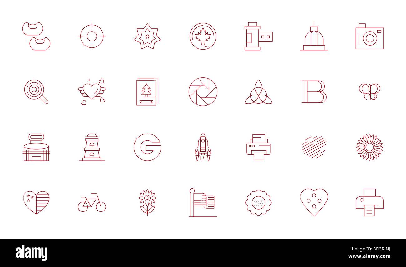 Un set versatile di 28 icone vettoriali perfette per il monocromatico, in un formato nitido ad alta risoluzione, ideale per dispositivi mobili e Web Illustrazione Vettoriale