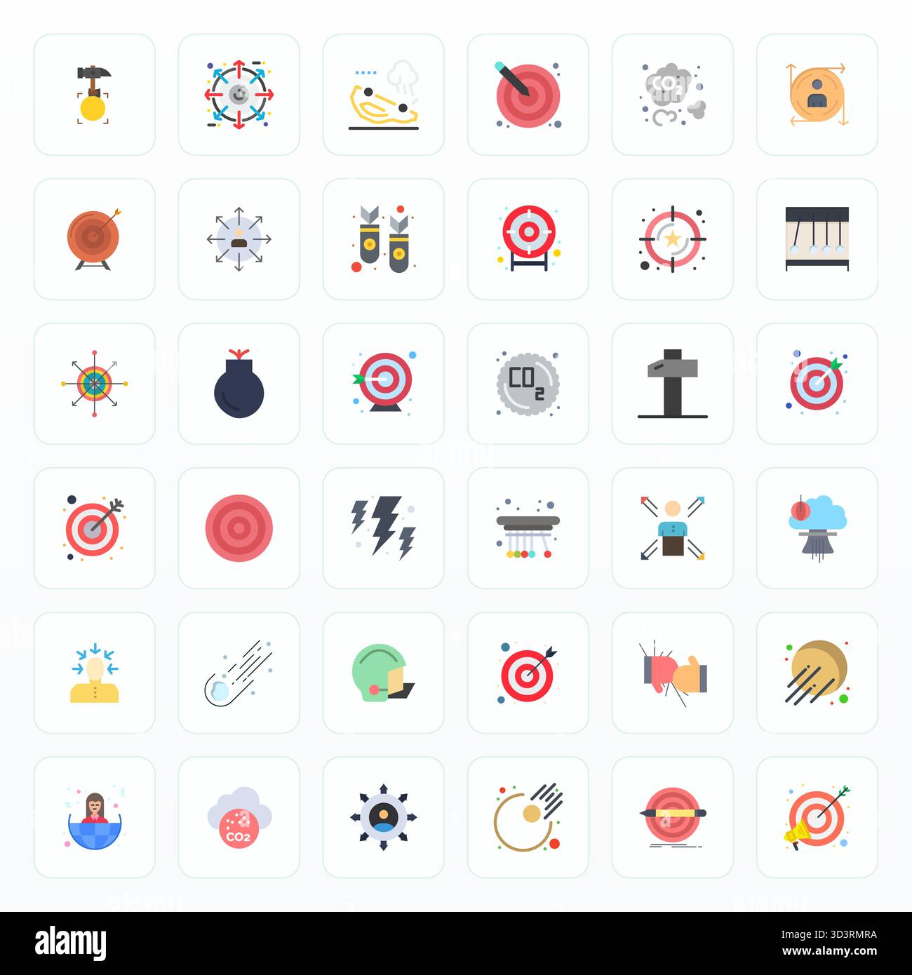 36 icone vettoriali progettate in modo professionale in Flat, che catturano l'essenza dell'impatto con il display 64 x 64 precisione perfetta per la progettazione dell'interfaccia utente. Illustrazione Vettoriale