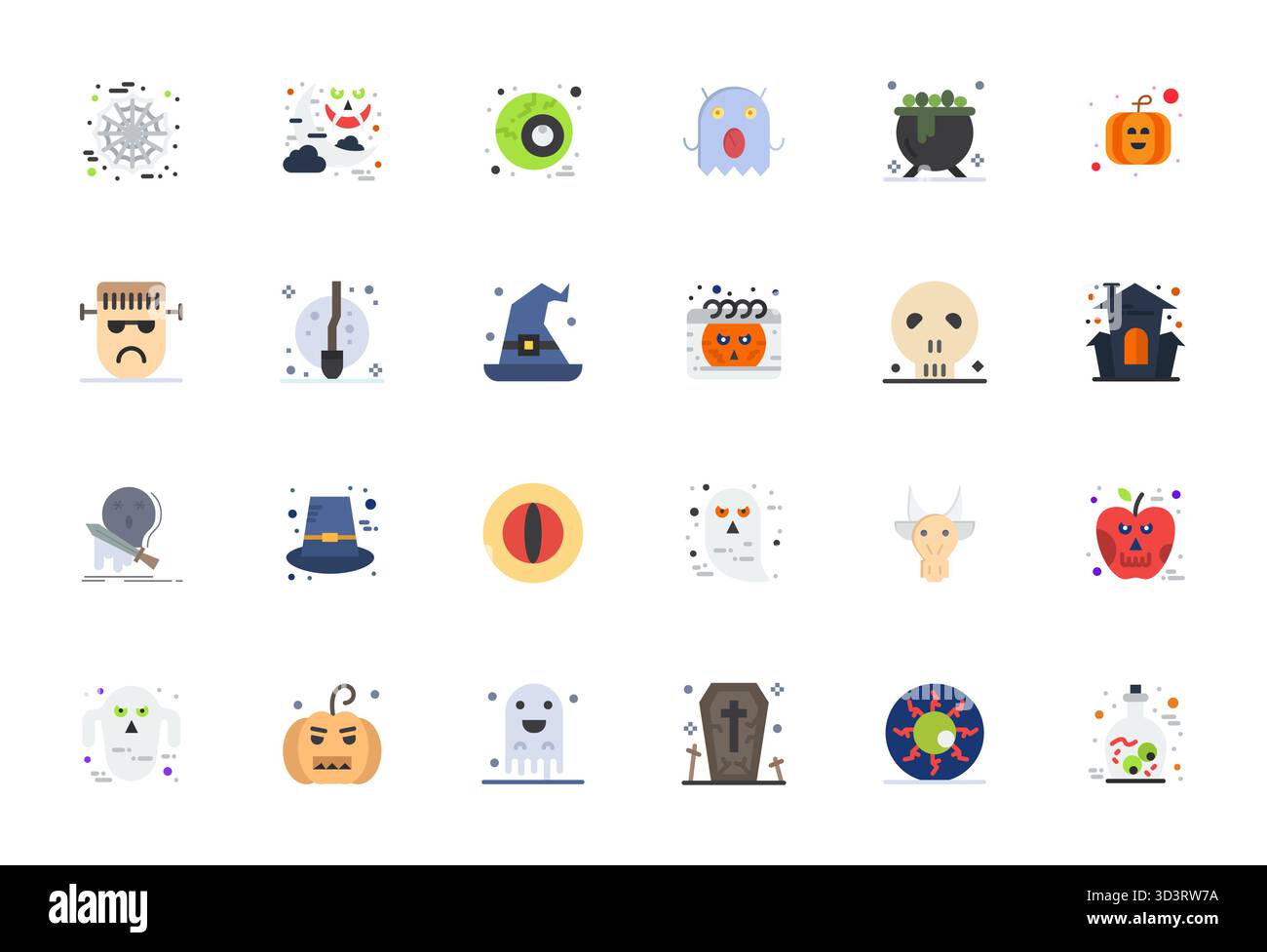Rivoluzionario set di icone vettoriali ottimizzate a 24 pixel ispirate a Spooky, create in formato Flat con risoluzione 64 x 64 per un design all'avanguardia. Illustrazione Vettoriale