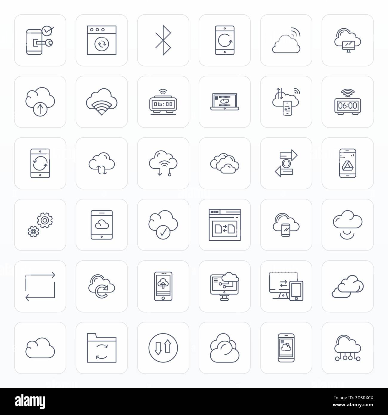 Icone vettoriali 36 Bold Line PIXEL Perfect per la sincronizzazione, fornite in formato Retina Ready per un'eccellenza visiva costante. Illustrazione Vettoriale