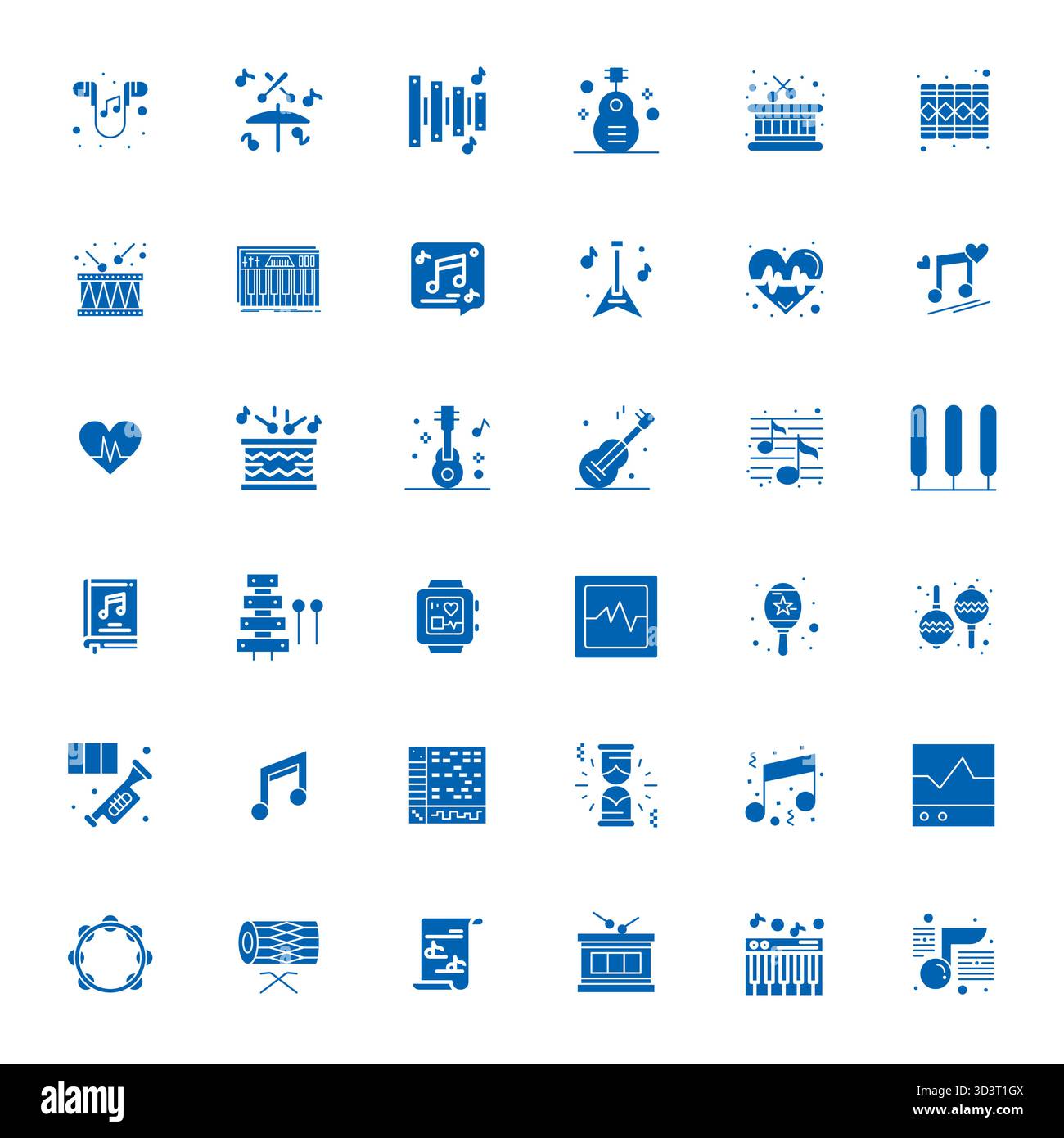 Collezione esclusiva di 36 icone vettoriali piene per Rhythm, sviluppata con Retina Ready Detail risoluzione migliorata per esperienze di marchio di qualità superiore. Illustrazione Vettoriale