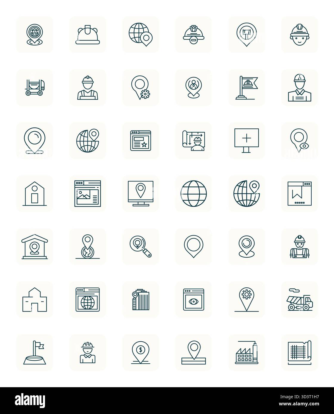 Esplorate 42 icone vettoriali modificabili con contorno in grassetto standard con risoluzione Retina Ready ispirata al sito. Perfetto per interfacce Web e app. Illustrazione Vettoriale