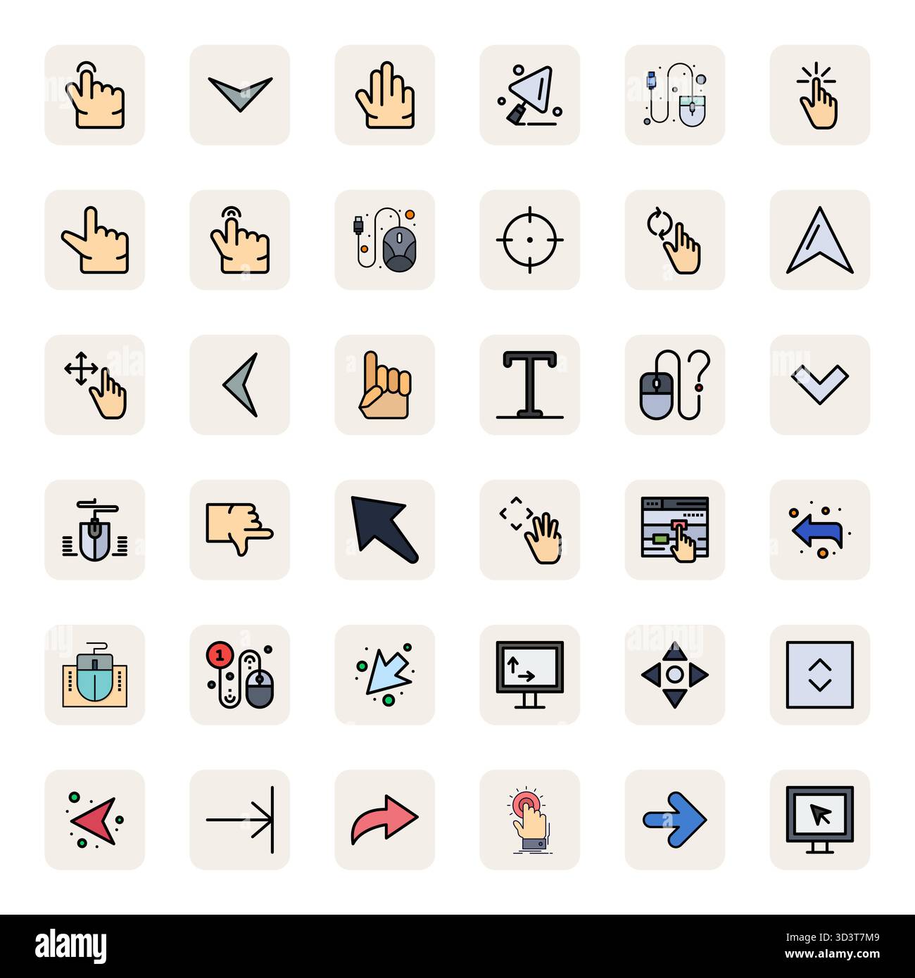 36 icone vettoriali LineFilled per Cursor realizzate meticolosamente, fornite con dettagli 128x128 qualità migliorata per standard di progettazione senza compromessi. Illustrazione Vettoriale