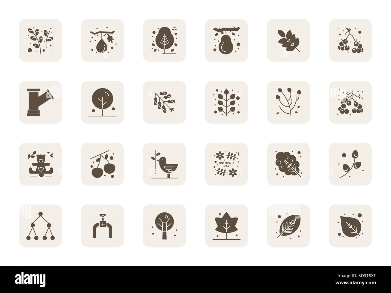Scopri un set di 24 icone vettoriali piene create per il tema Branch, con design ottimizzati da 256x256 pixel, ideali per i moderni progetti UI/UX. Illustrazione Vettoriale