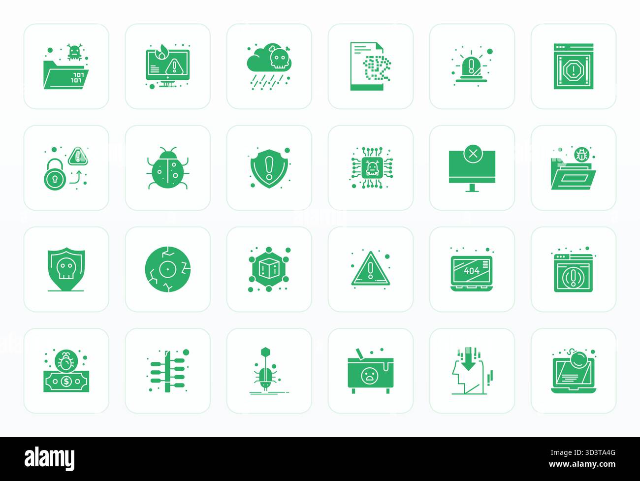 Trasforma i tuoi progetti con 24 icone vettoriali glifi incentrate su errori di sistema, progettate con risoluzione modificabile 128x128 per la massima chiarezza. Illustrazione Vettoriale