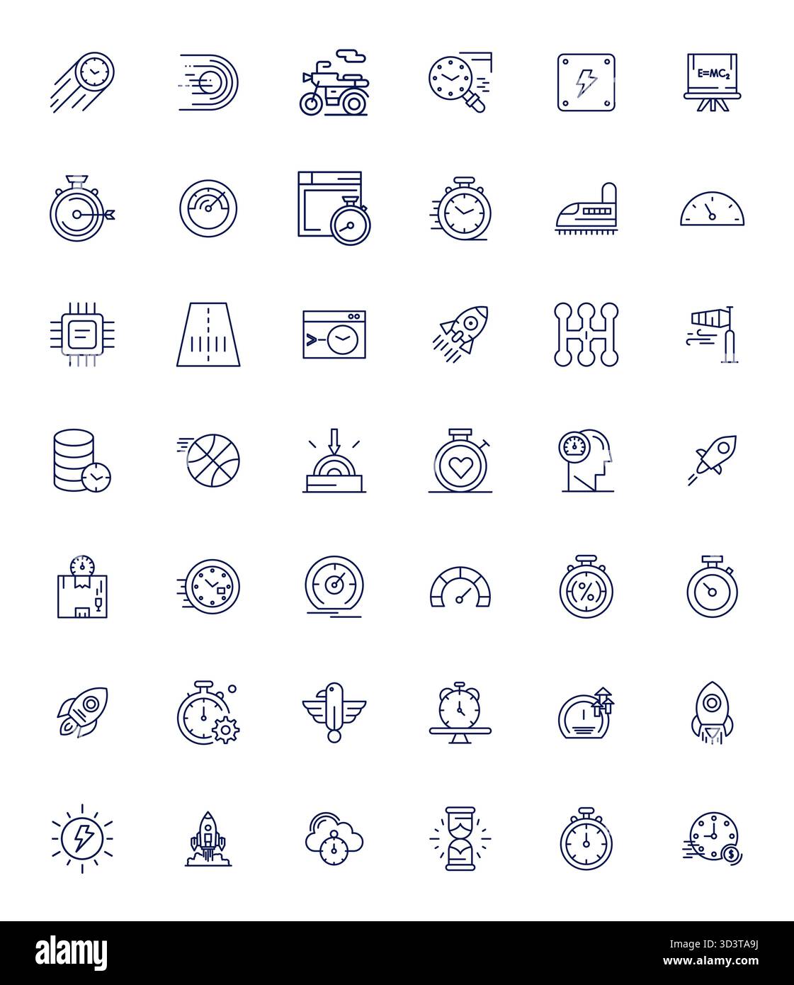 Questo pacchetto di icone Speed Vector include 42 progetti Bold Line in formato display Perfect 64 x 64, perfetto per migliorare le interfacce digitali. Illustrazione Vettoriale
