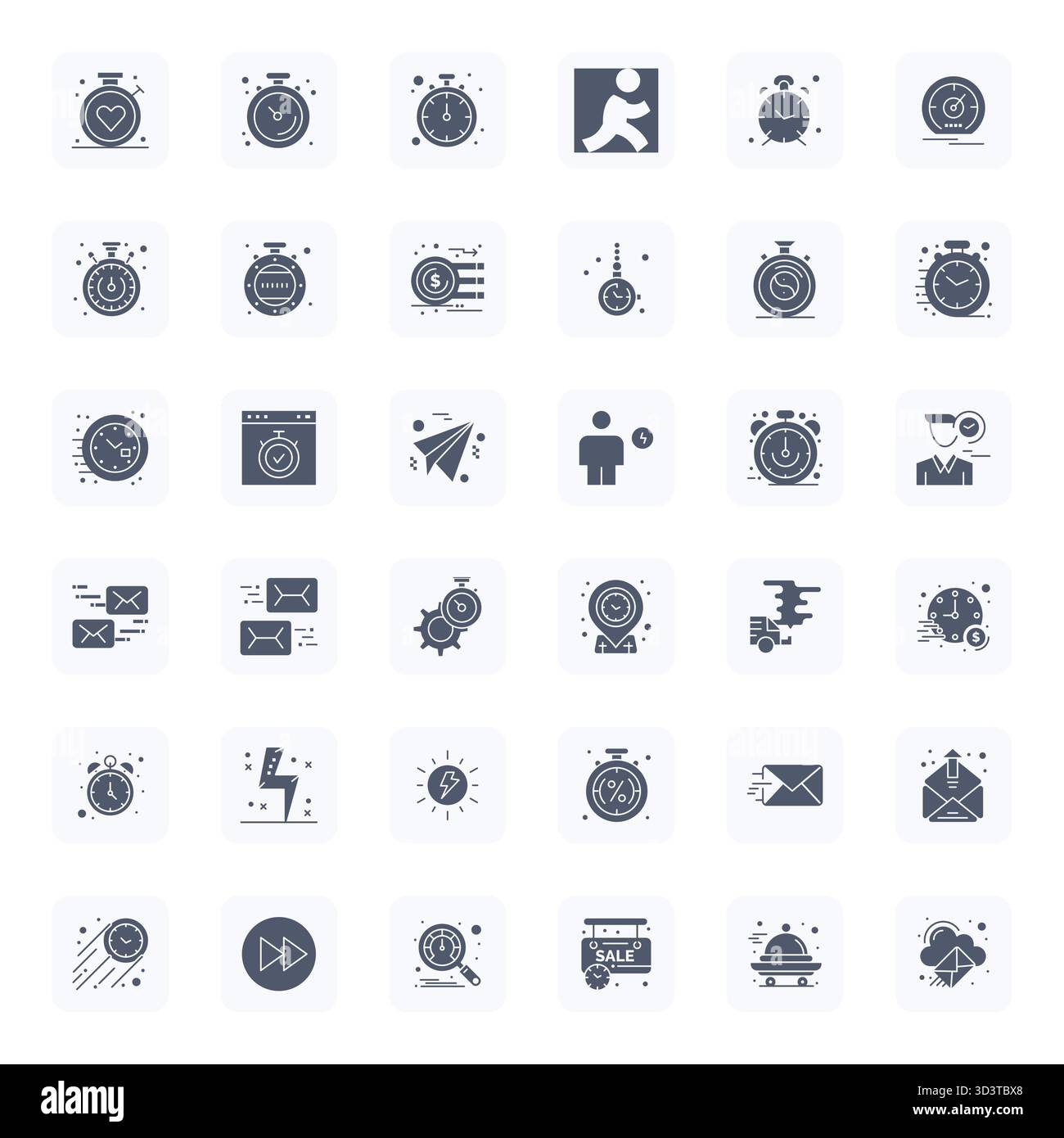 Confezione esclusiva di icone vettoriali perfette da 36 PIXEL ispirate a Quick, realizzate in formato riempito a 256x256 per esperienze memorabili del marchio. Illustrazione Vettoriale