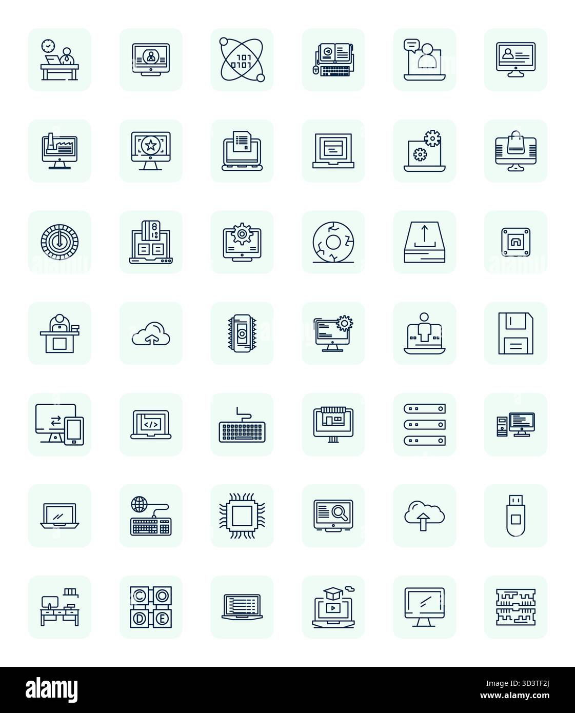 42 icone vettoriali Bold Outline per computer realizzate con cura, fornite con dettagli 256x256 qualità migliorata per uno standard di design senza compromessi Illustrazione Vettoriale