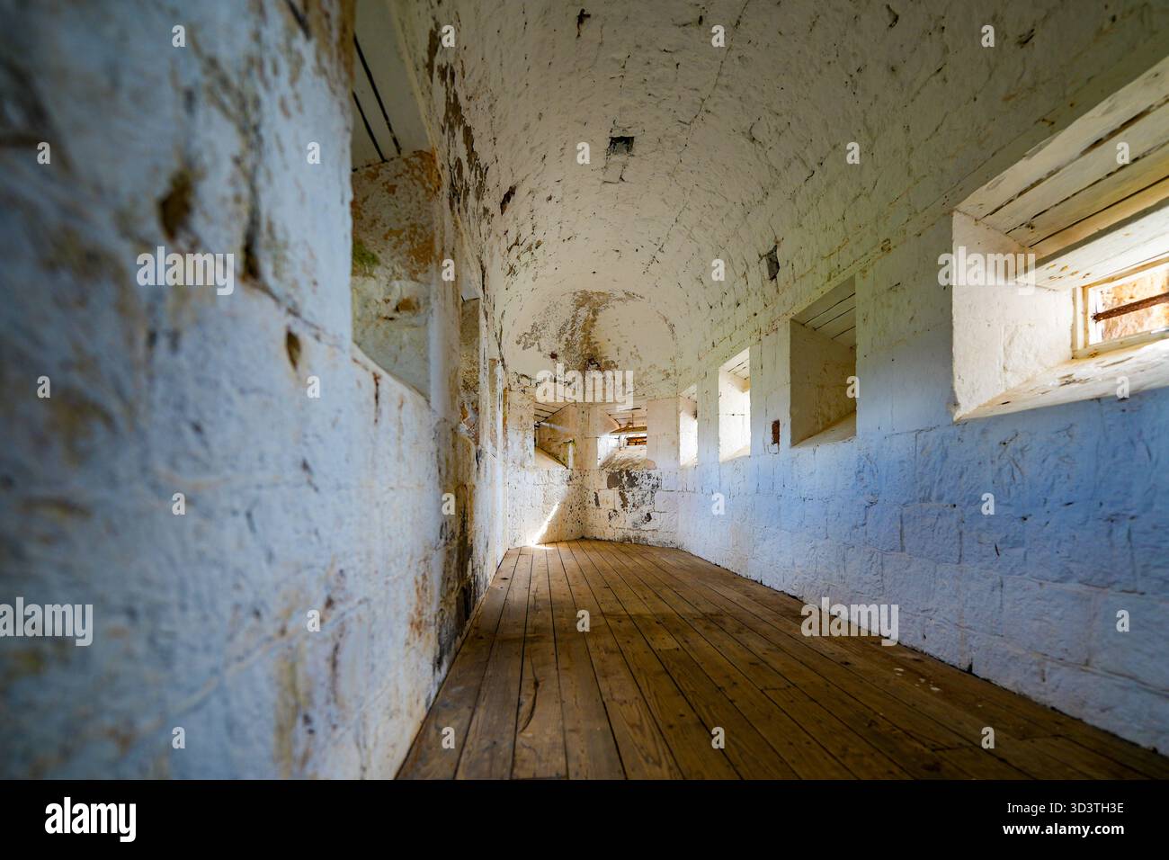 Caponnier superiore a Fort George nella fortezza di Brimstone Hill, patrimonio dell'umanità dell'UNESCO a Saint Kitts, nei Caraibi Foto Stock
