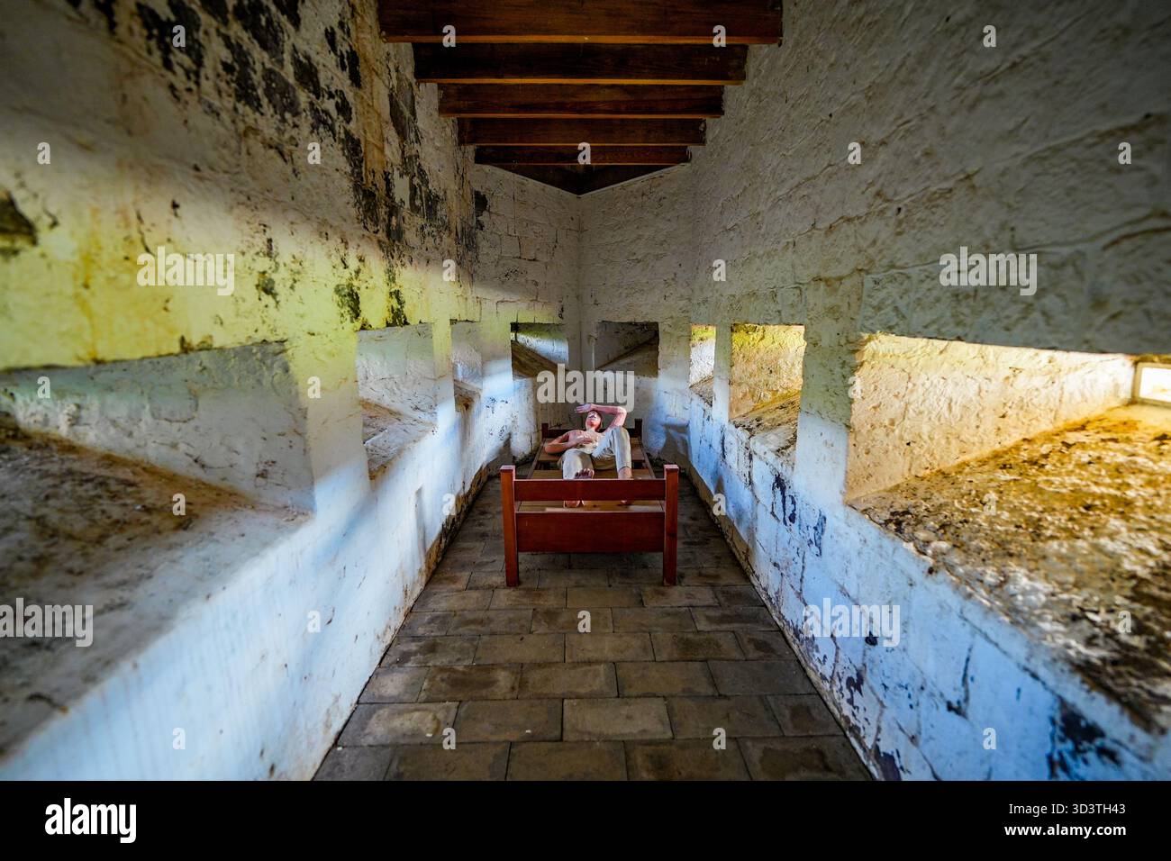 Caponnier superiore a Fort George nella fortezza di Brimstone Hill, patrimonio dell'umanità dell'UNESCO a Saint Kitts, nei Caraibi Foto Stock