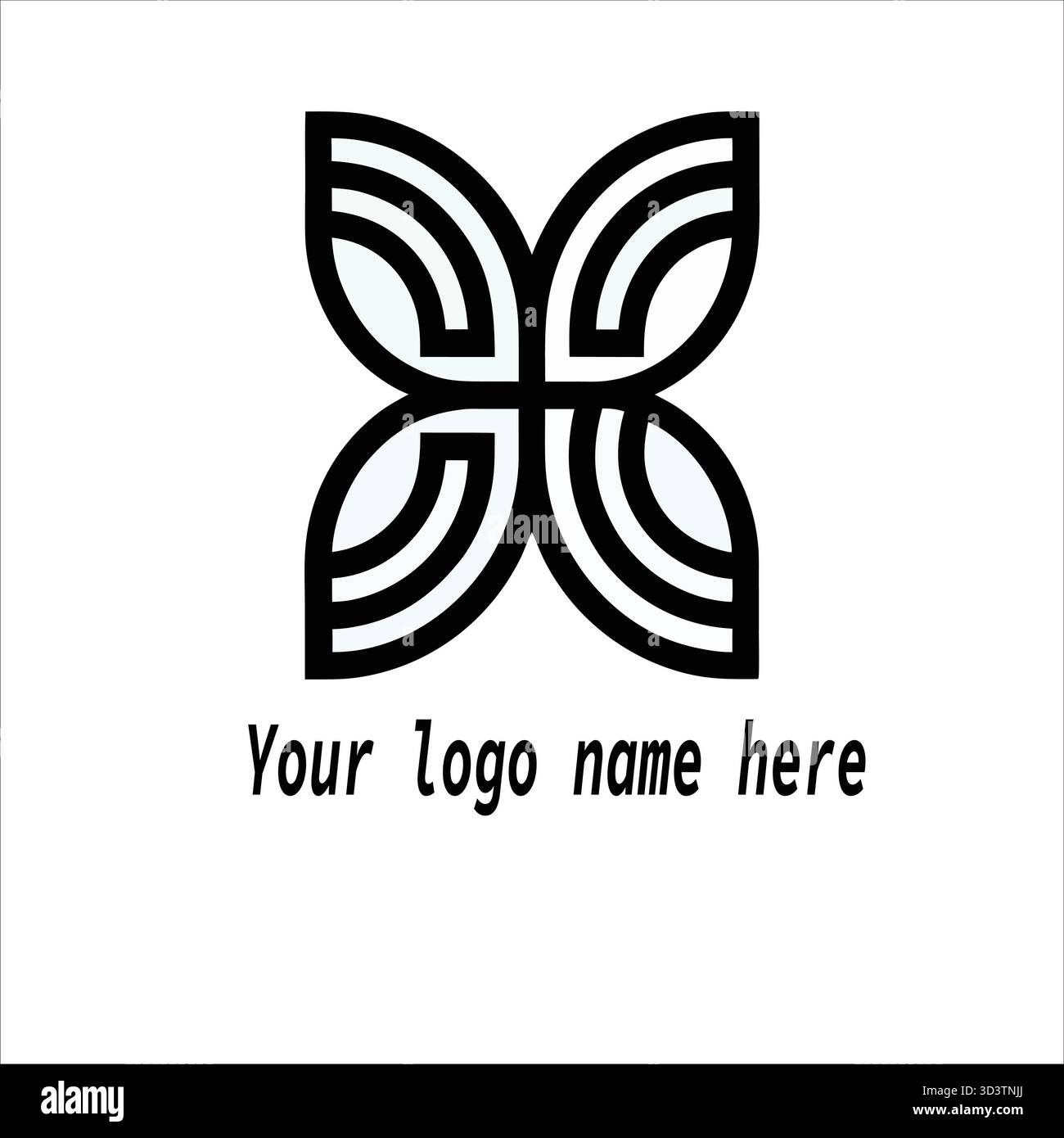 Logo simmetrico minimalista ispirato ai fiori con linee curve pulite per un marchio professionale Illustrazione Vettoriale