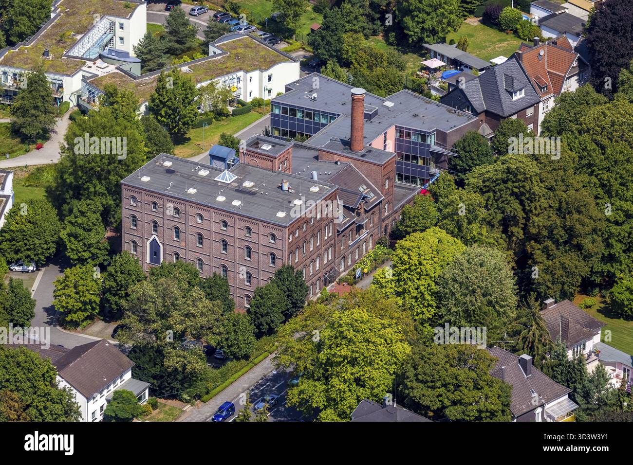 Vista aerea, edifici residenziali, casa di riposo, Village am Hageboelling, Hagener Strasse, Eichholzstrasse, Gevelsberg, Renania settentrionale-Vestfalia, Germa Foto Stock