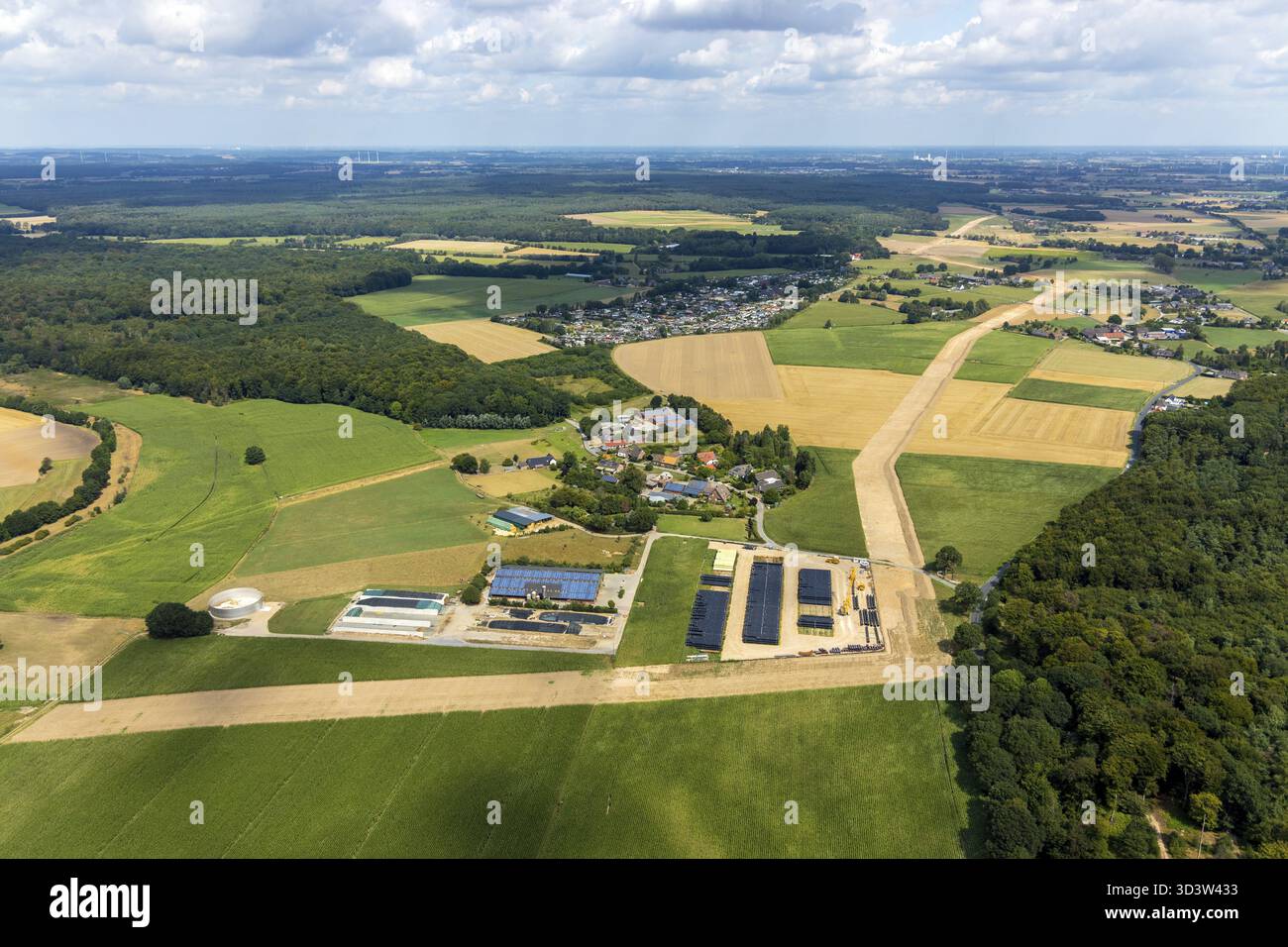 Vista aerea, cantiere di gasdotti Kamp-Lintfort, Zeelink, Kamperbrueck, Niederkamp, Kamp-Lintfort, regione della Ruhr, Renania settentrionale-Vestfalia, Germ Foto Stock