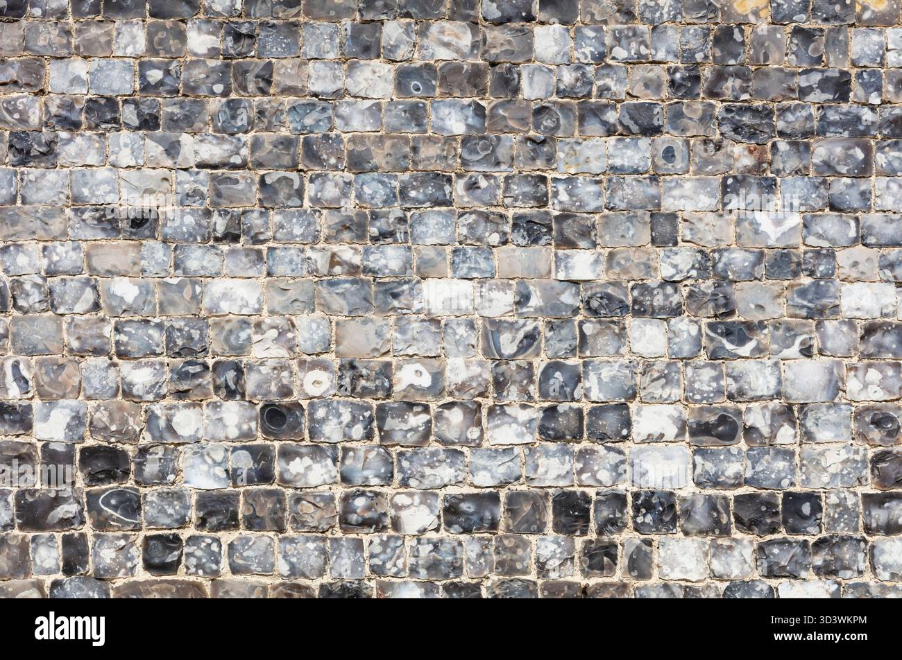 Flint wall Kent Inghilterra Regno Unito GB Europa - texture per pareti in pietra e selce texture per lo sfondo Foto Stock