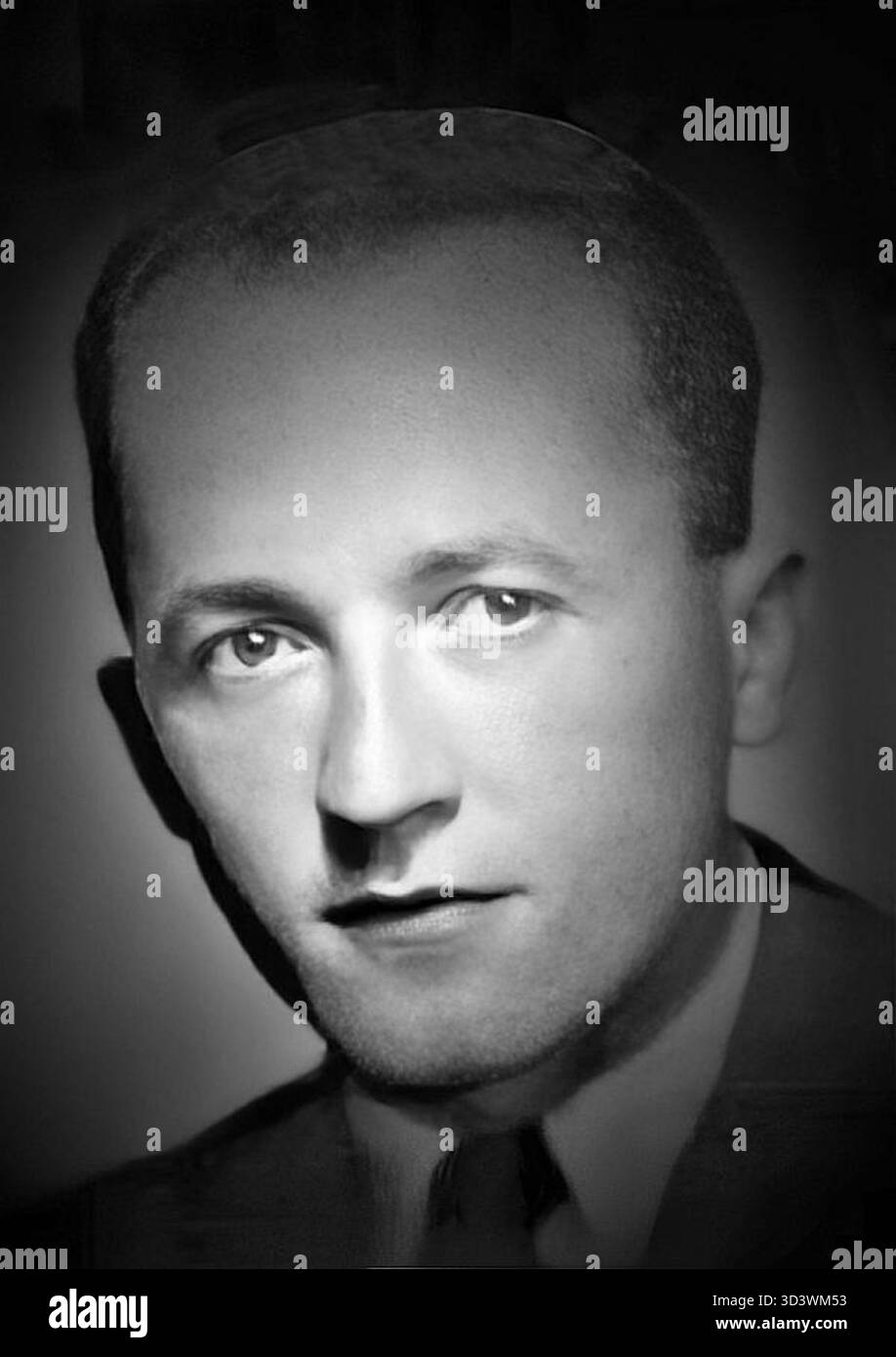 Ritratto di Vratislav Hošek (1913–1942), un membro della resistenza ceca che partecipò all'operazione Anthropoid. Morì nel campo di concentramento di Mauthausen durante la seconda guerra mondiale. L'immagine è stata migliorata digitalmente. Foto Stock