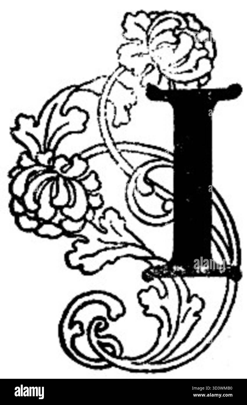 Una grafica con l'iniziale i del libro PL del 1903 di un artista anonimo, una rappresentazione dell'arte e della tipografia del libro polacco. Foto Stock