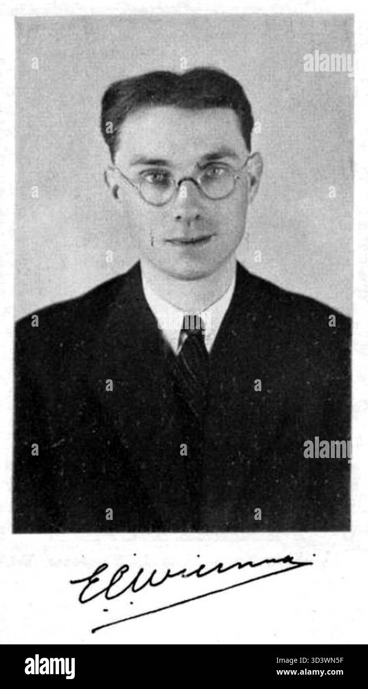 Questo ritratto del 1937 raffigura il Prof. dr. ir. E. C. Wiersma, un illustre professore e ingegnere, noto per il suo lavoro nei campi delle scienze applicate. Foto Stock