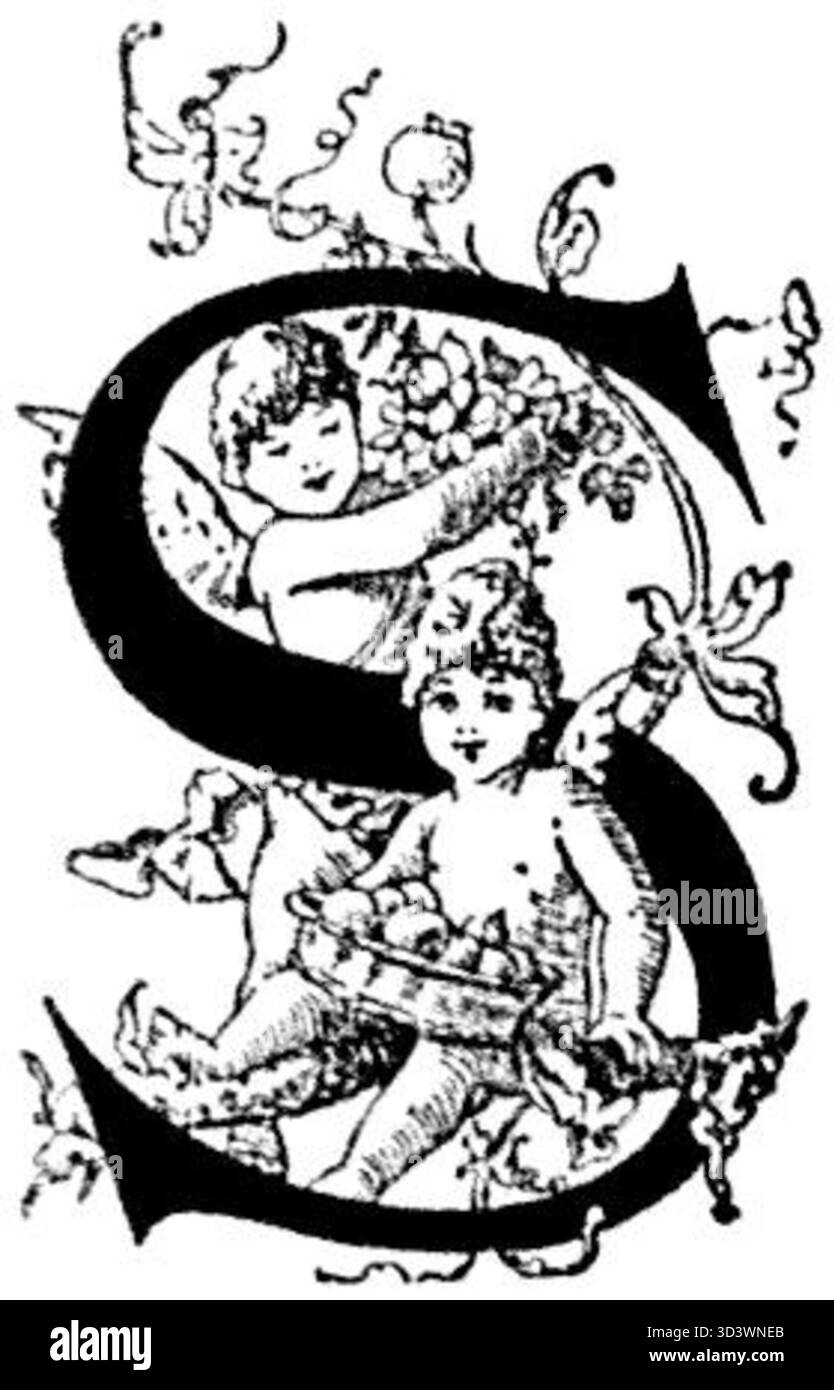 Un'iniziale "S" ornamentale dalla storia di Klemens Junosza "Pierwszy krawiec", creata da un artista anonimo nel 1895. Foto Stock