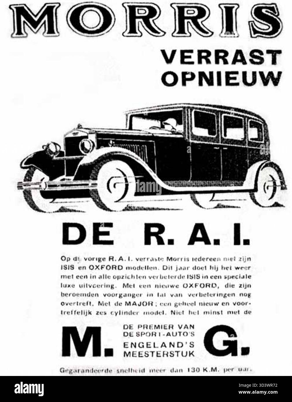 Una fotografia della RAI Auto Exhibition del 1931 a Delft, dove Morris mostrò una MG 18/80, segnando la prima volta che un modello MG fu mostrato nei Paesi Bassi. La MG fu successivamente venduta alla H.F. Foster nel maggio 1931. Foto Stock