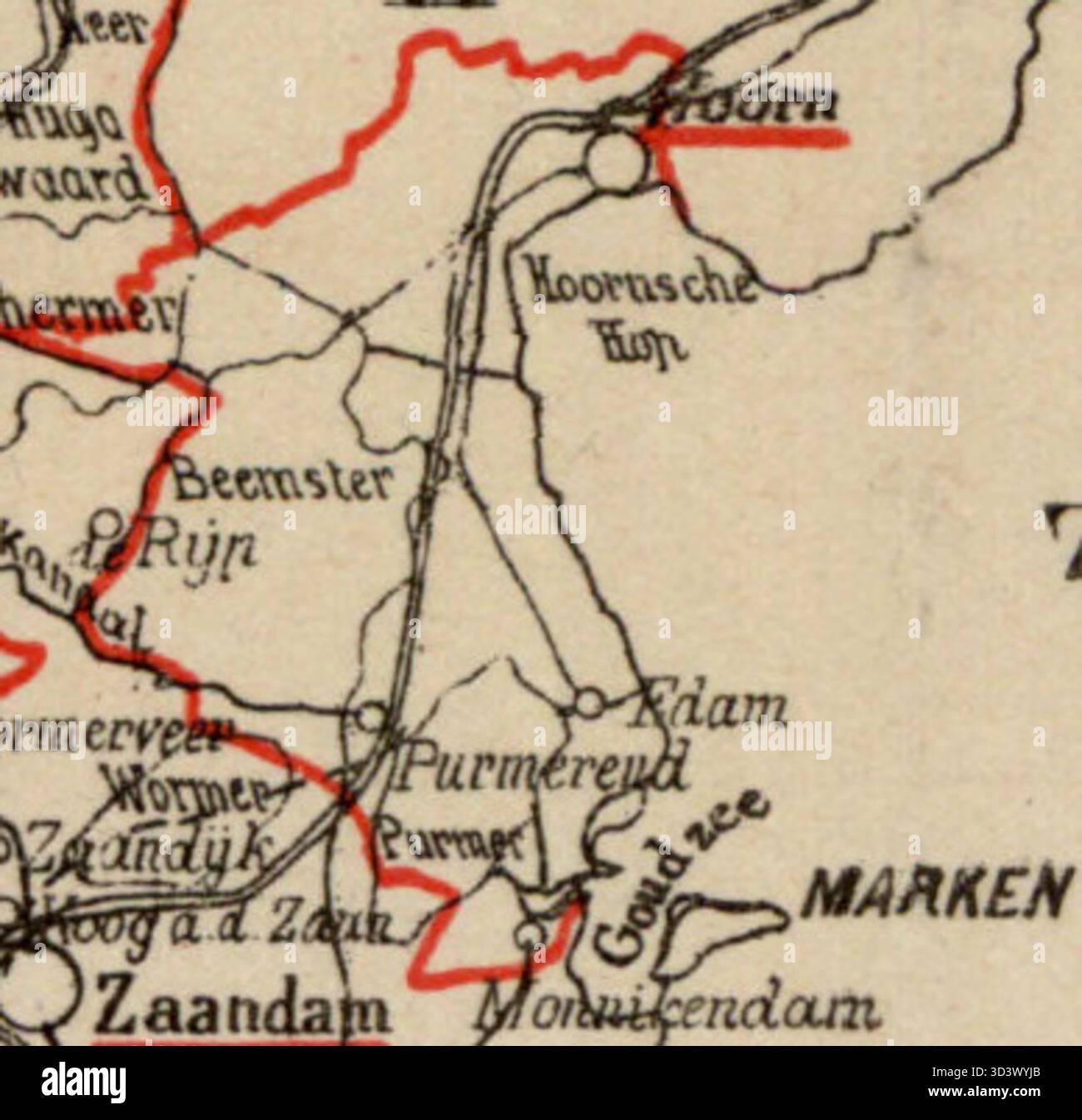 Una foto del 1888 circa che mostra il distretto elettorale di Hoorn, in cui vengono evidenziati i distretti per l'elezione dei membri della camera dei rappresentanti olandese. Foto Stock