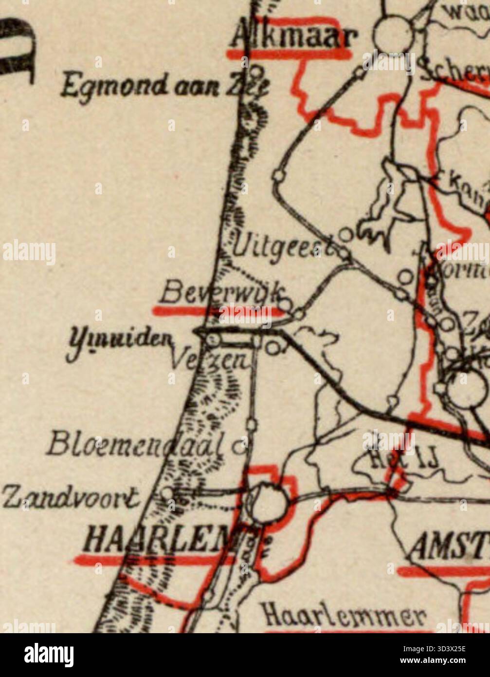 Una mappa del distretto di KiesDistrict Beverwijk, creata nel 1888, mostra i distretti elettorali utilizzati durante le elezioni dei membri di Tweede Kamer. Foto Stock