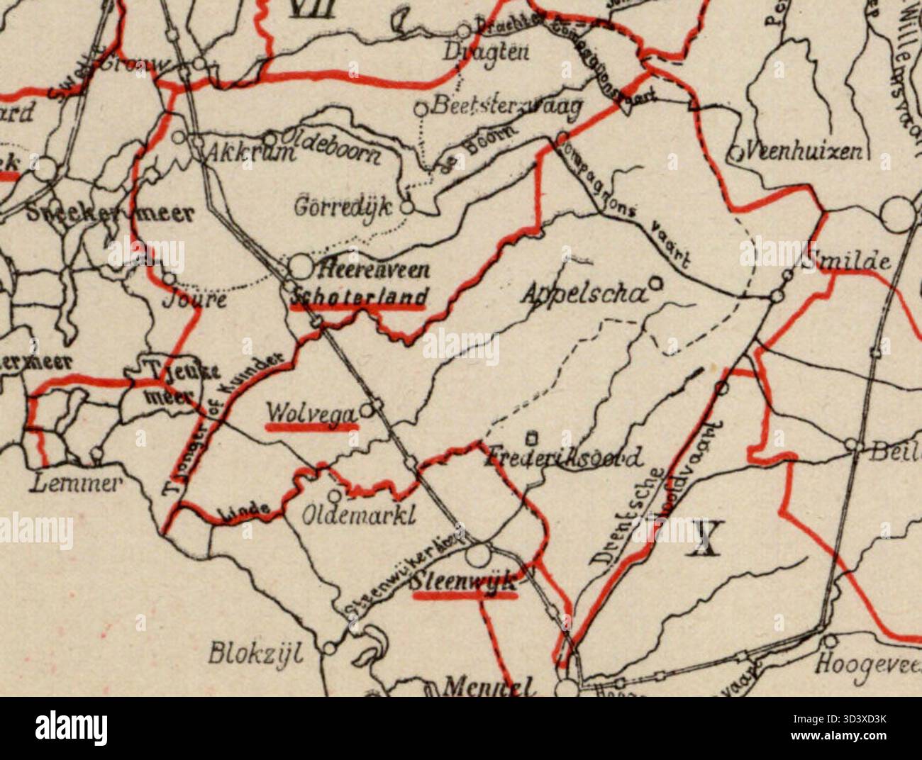 Il distretto elettorale di Wolvega è stato istituito intorno al 1888 per l'elezione dei membri alla camera dei rappresentanti olandese. Foto Stock