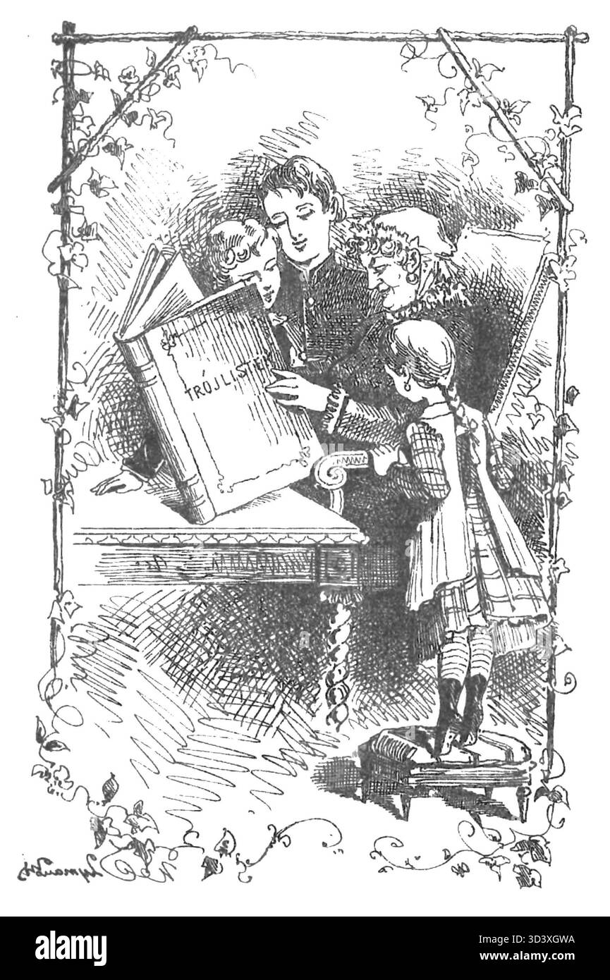 Un'altra grafica da 'Trójlistek' di L. Niemojowski, pagina 9, pubblicata nel 1881. L'immagine esemplifica le caratteristiche stilistiche dell'arte visiva polacca nel XIX secolo. Foto Stock