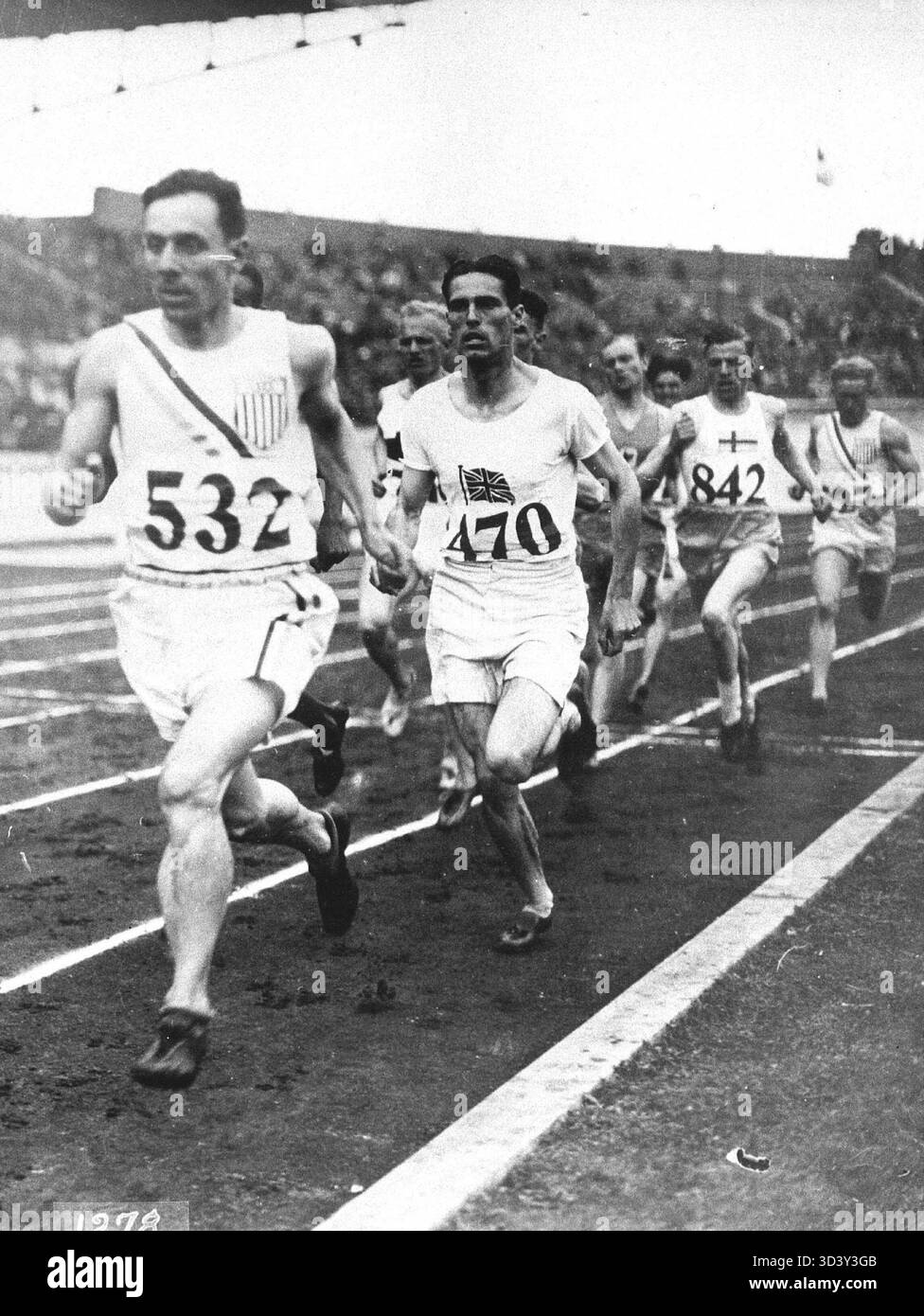 La gara maschile di 800 metri alle Olimpiadi del 1928, tenutasi il 1° settembre 1928. Foto Stock