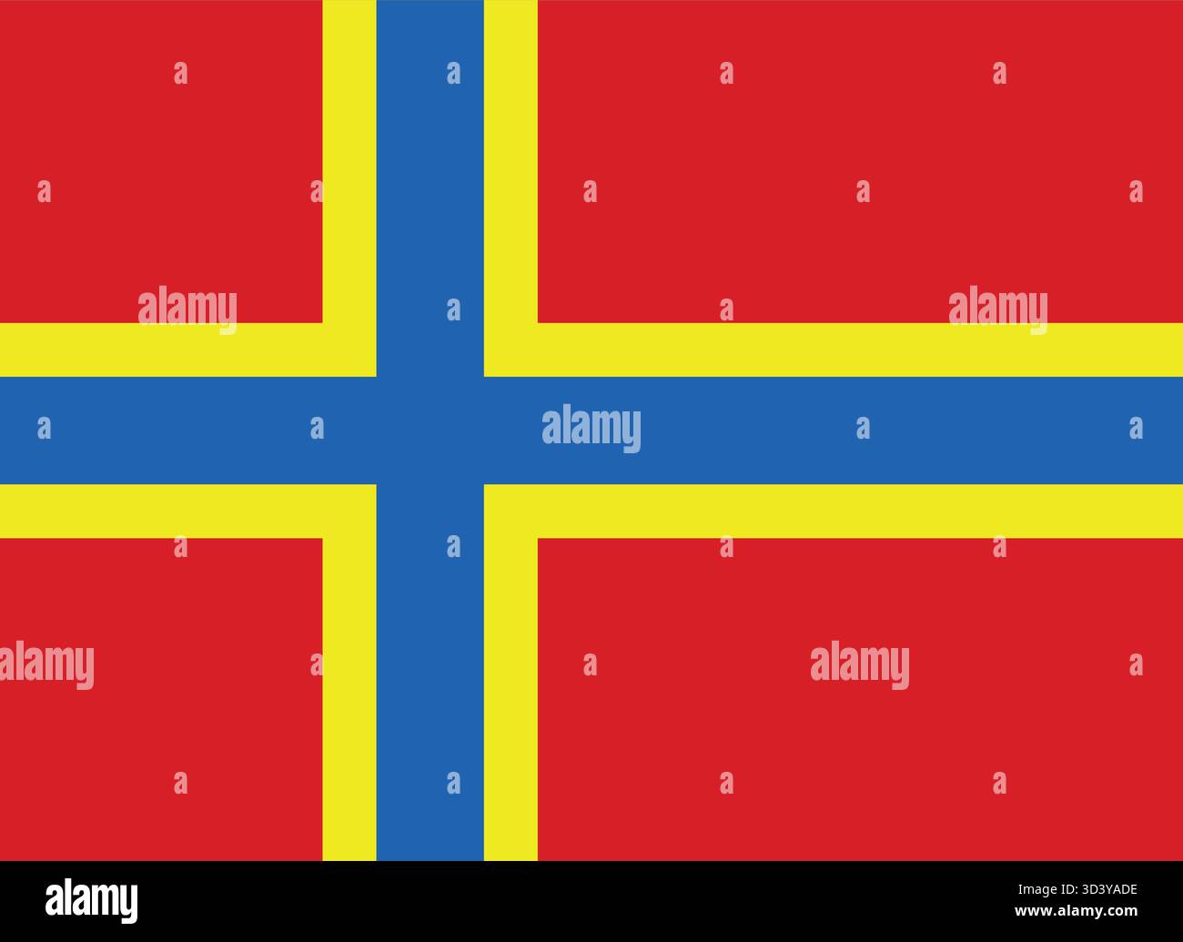 Bandiera delle Orcadi - Croce nordica rossa, gialla e blu, bandiera regionale scozzese, patrimonio delle Isole Orcadi Illustrazione Vettoriale