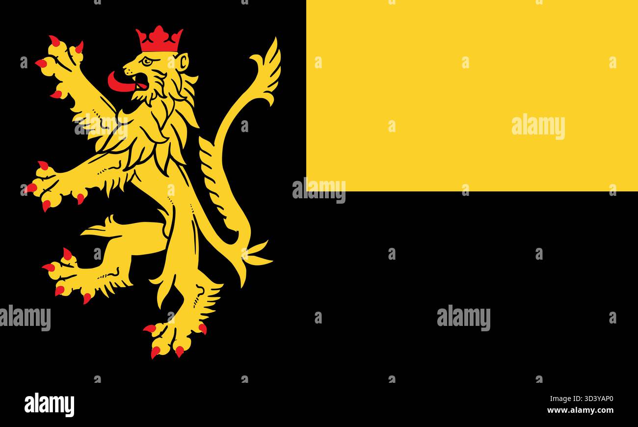 Bandiera della regione Palatinato (Falz) - Banner nero e giallo in rappresentanza del patrimonio palatino, della cultura tedesca e dell'identità regionale Illustrazione Vettoriale