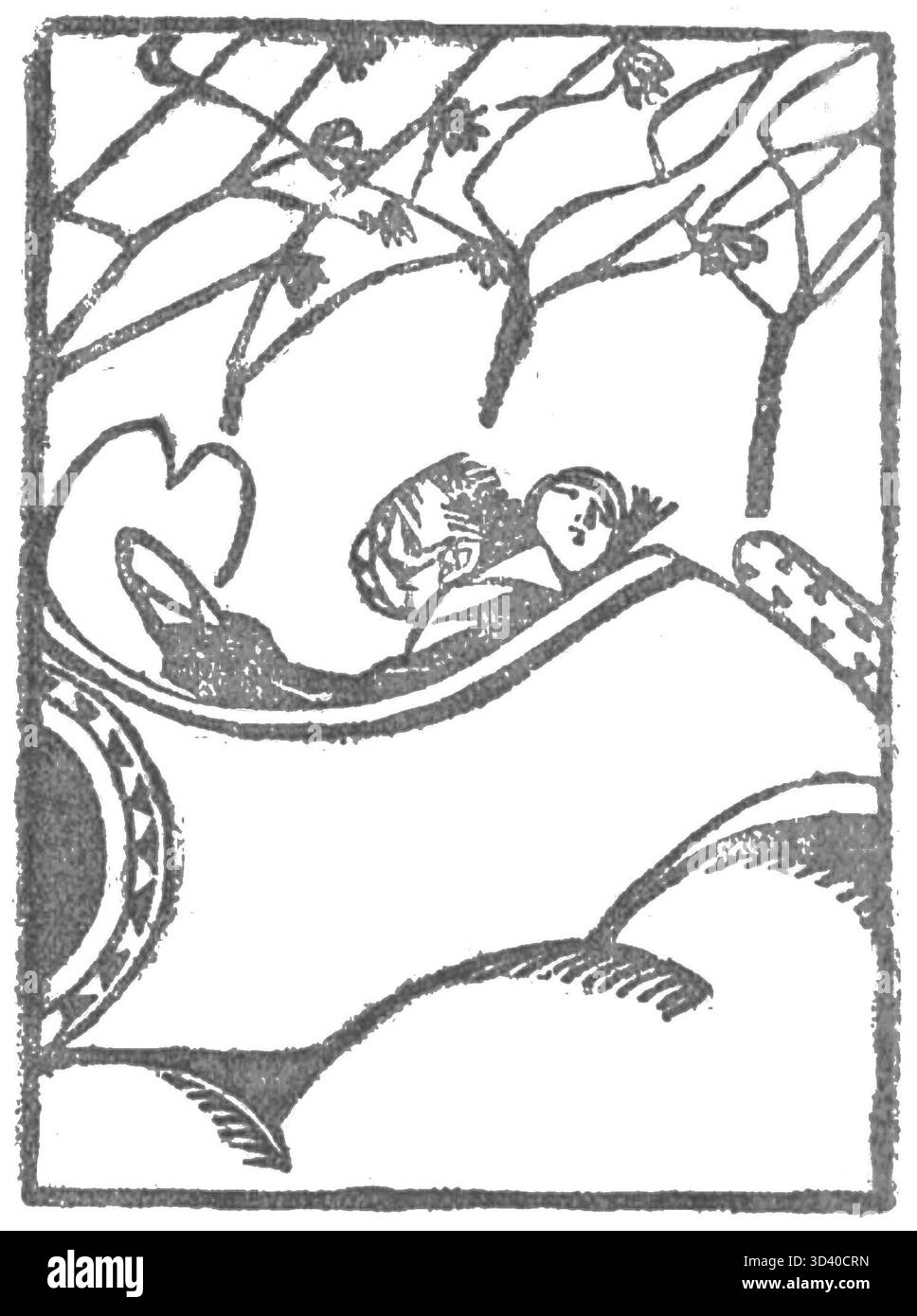 Una grafica tratta dal libro "Tajemnicza misja pana Dumphry", pubblicato nel 1924. L'immagine fa parte della storia illustrata, che mostra lo stile artistico della letteratura polacca dell'inizio del XX secolo. Foto Stock