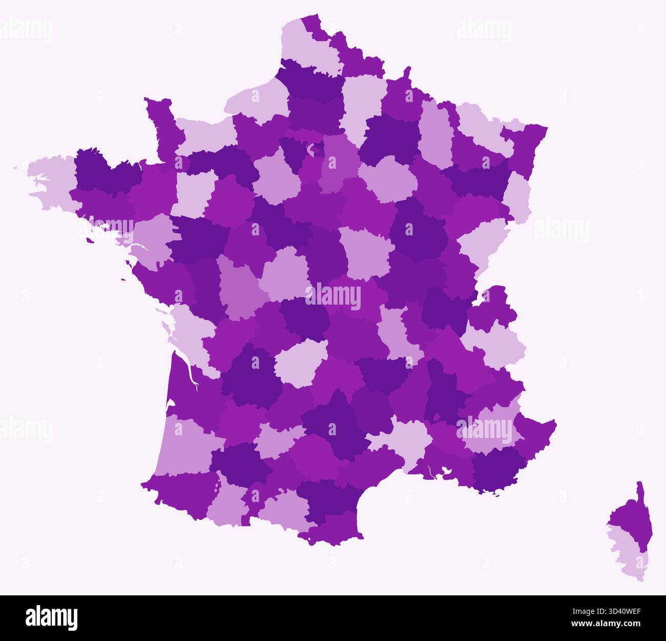 Mappa della Francia con regioni, una semplice mappa dei confini nazionali con divisioni amministrative. Illustrazione Vettoriale