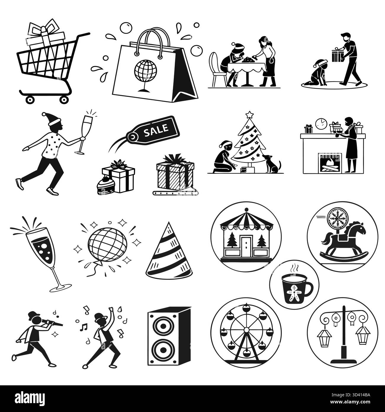 Splendida collezione di design natalizia Illustrazione Vettoriale