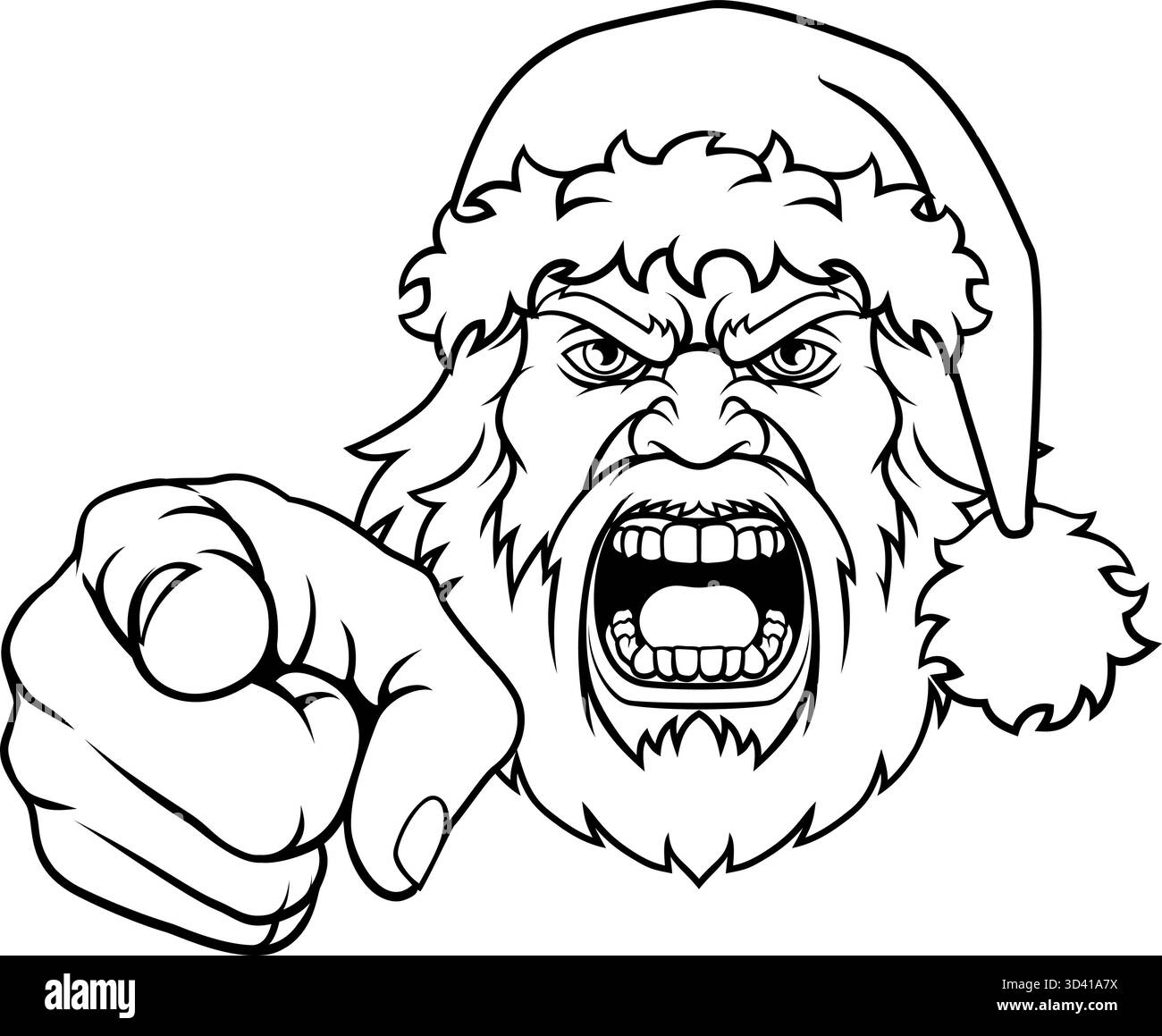 Arrabbiato Babbo Natale Babbo Natale Cartoon Mascotte Illustrazione Vettoriale