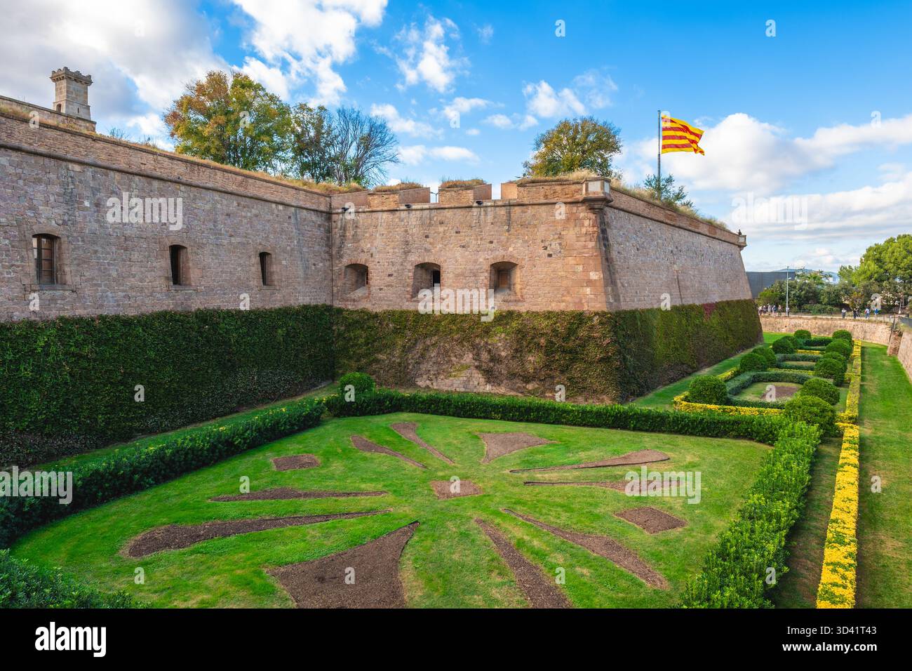 Castello di Montjuic, un'antica fortezza militare in cima alla collina di Montjuic a Barcellona, Catalogna, Spagna. Foto Stock