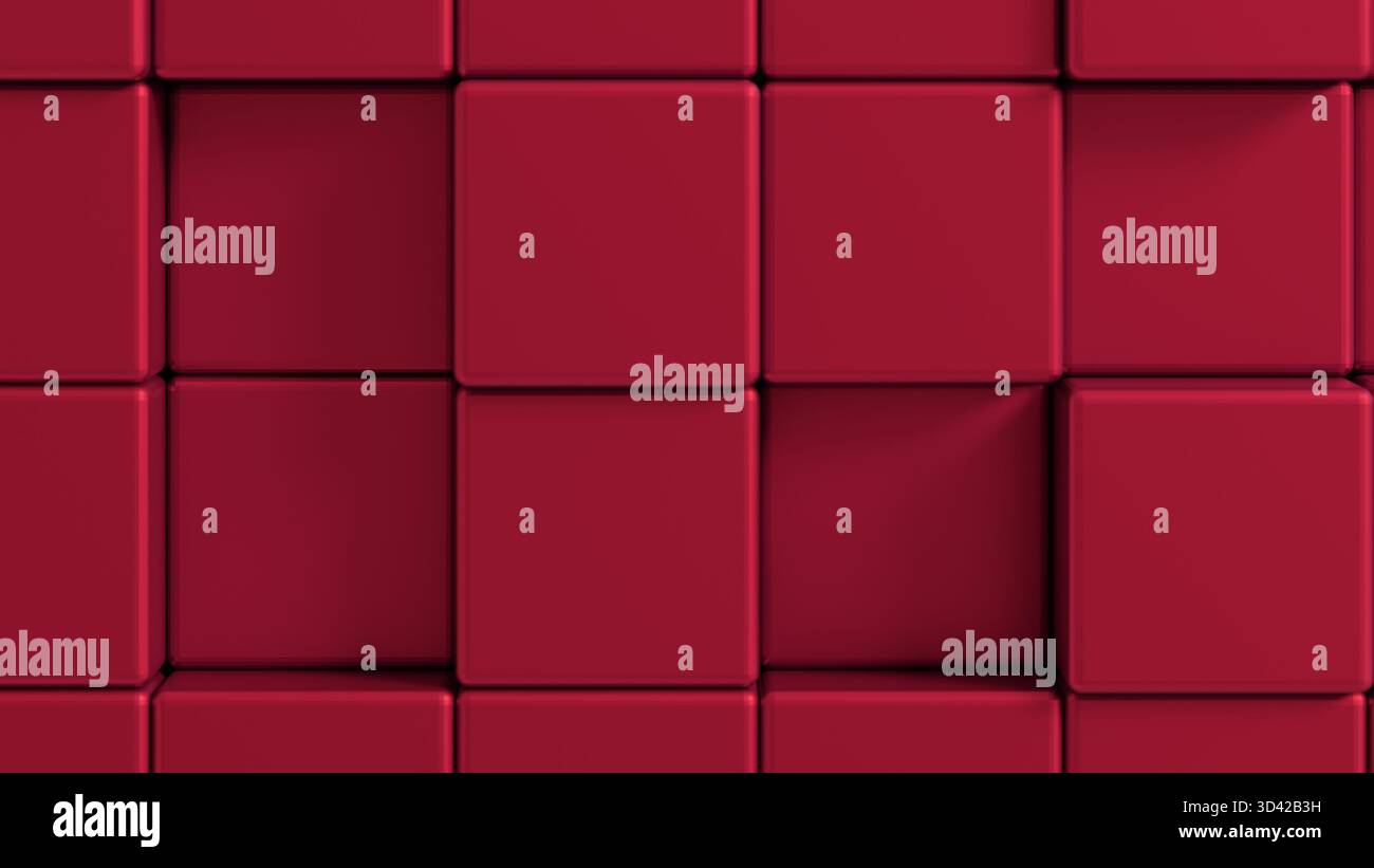 SFONDO ROSSO CUBO 3D. Sfondo astratto e scrren per dispositivi mobili o social Foto Stock