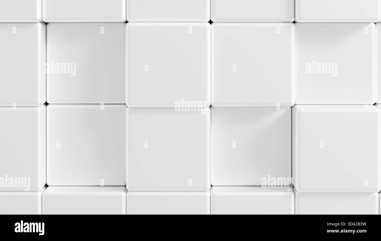 SFONDO CUBO 3D BIANCO. Sfondo astratto e scrren per dispositivi mobili o social Foto Stock
