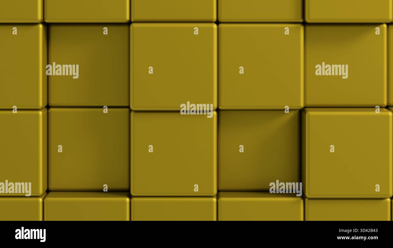 SFONDO CUBO 3D ORO. Sfondo astratto e scrren per dispositivi mobili o social Foto Stock