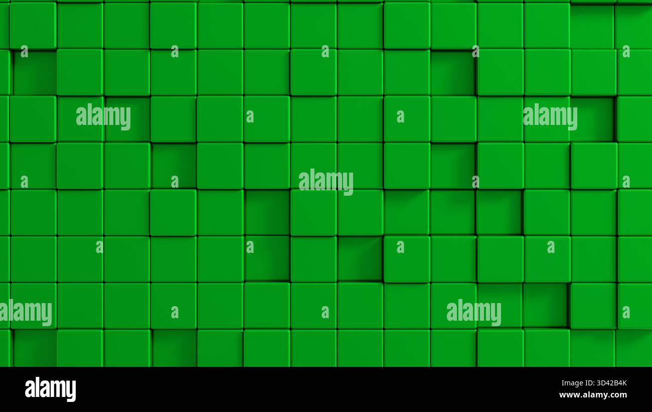 SFONDO CUBO 3D VERDE. Sfondo astratto e scrren per dispositivi mobili o social Foto Stock