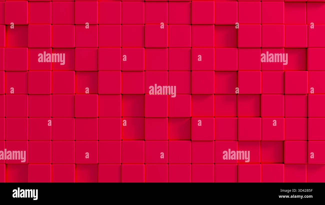 SFONDO ROSSO CUBO 3D. Sfondo astratto e scrren per dispositivi mobili o social Foto Stock