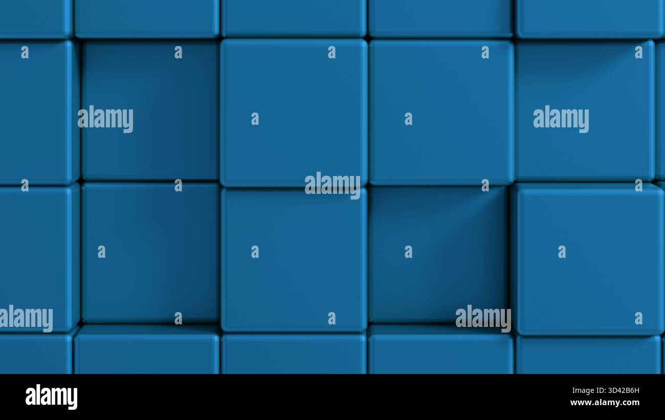 SFONDO CUBO 3D BLU. Sfondo astratto e scrren per dispositivi mobili o social Foto Stock