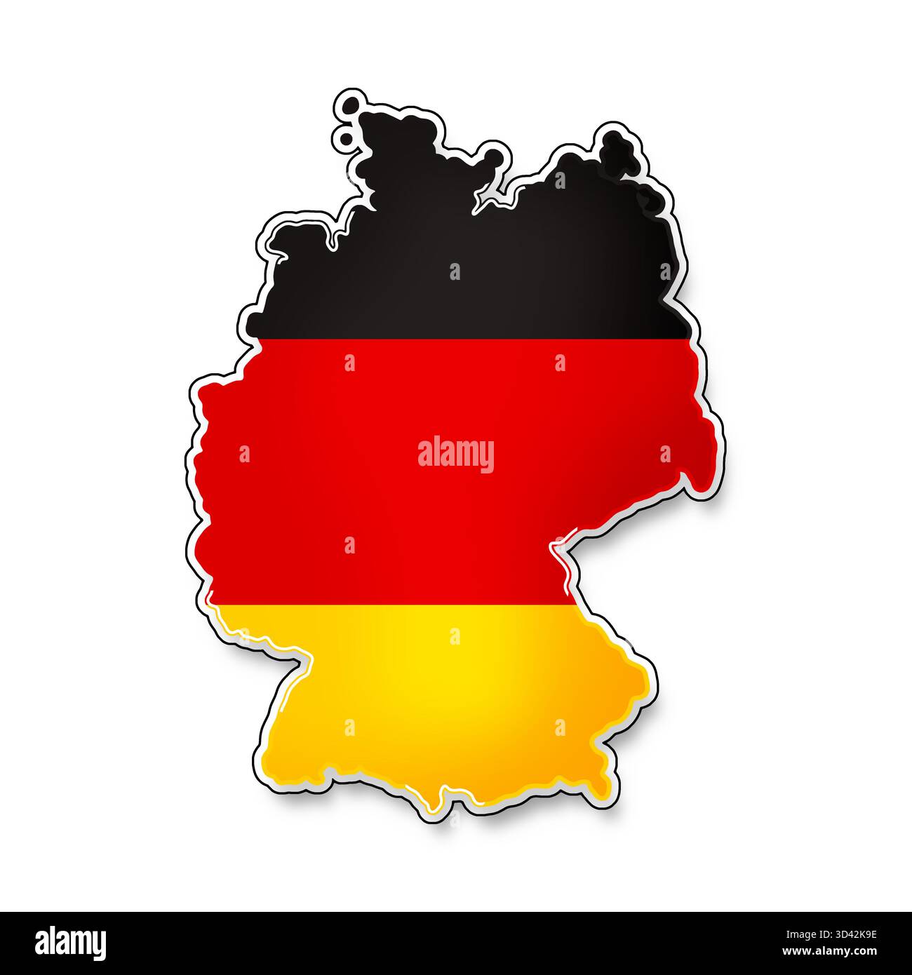 La forma della mappa della Germania ha semplificato gli angoli arrotondati, il contorno e l'ombra Foto Stock