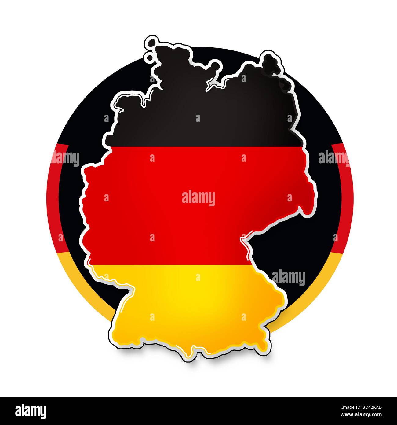 La forma della mappa della Germania ha semplificato gli angoli arrotondati, il contorno e l'ombra Foto Stock