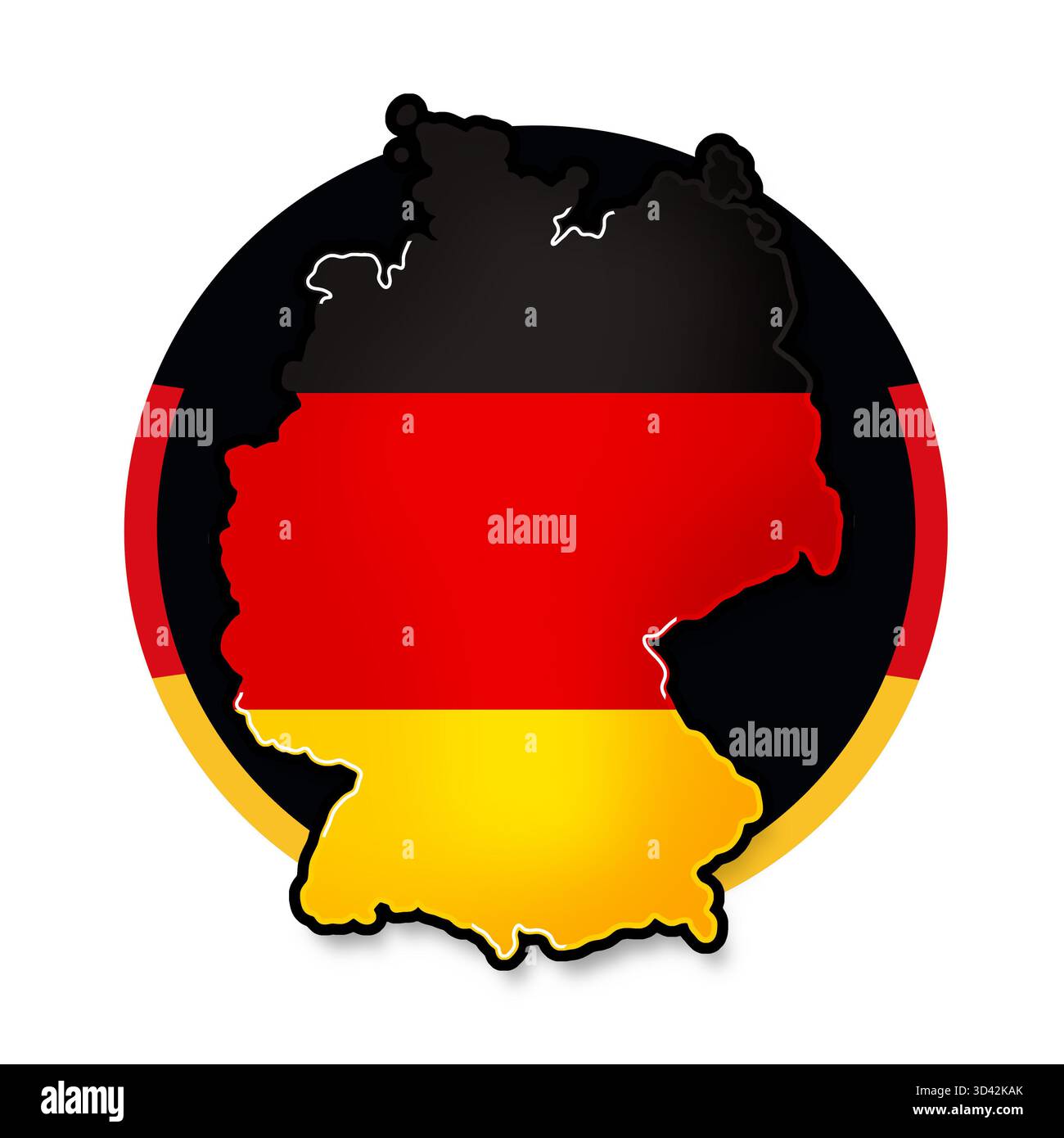 La forma della mappa della Germania ha semplificato gli angoli arrotondati, il contorno e l'ombra Foto Stock