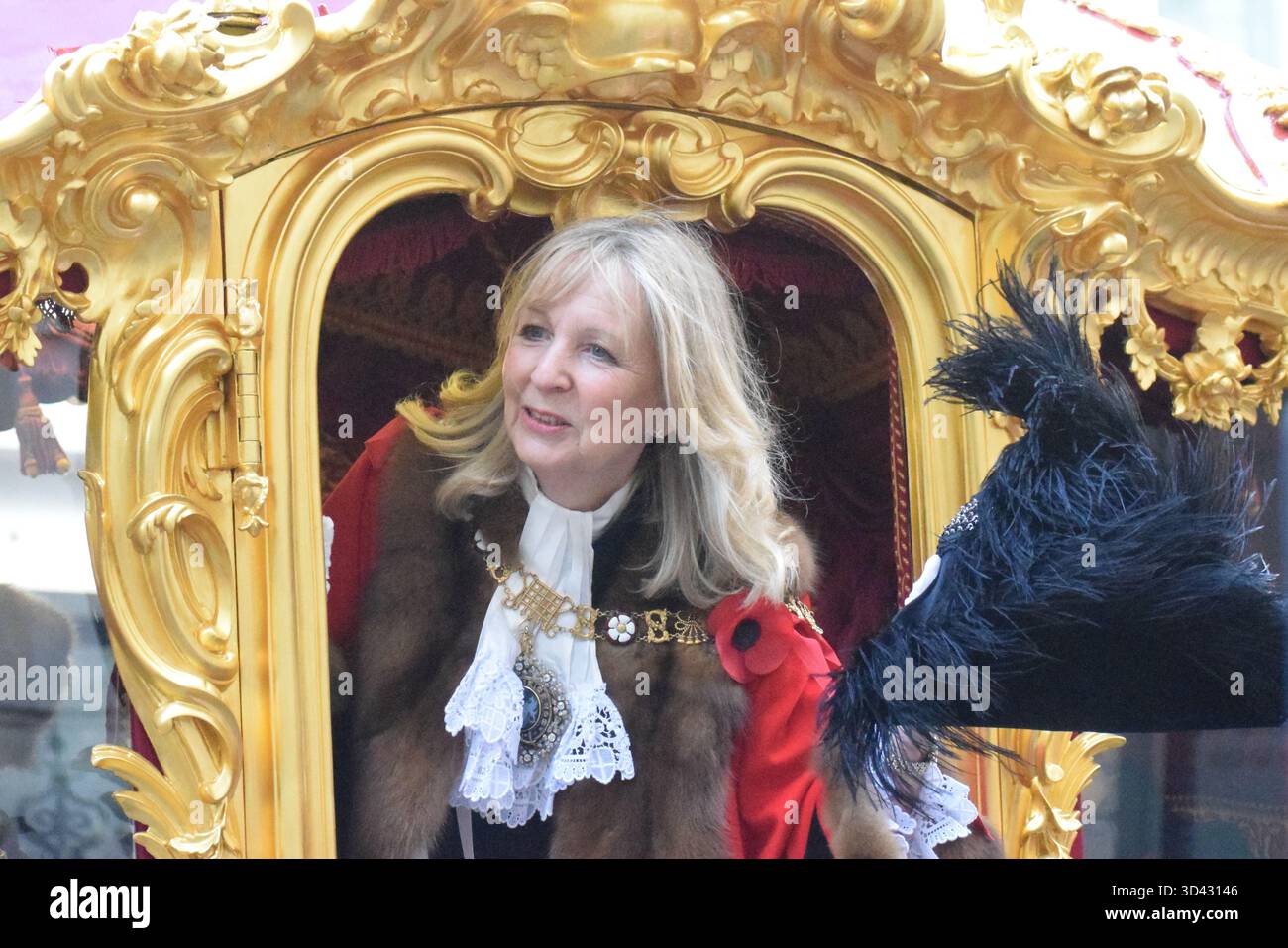 CITY OF LONDON, sabato 8 novembre 2025. Dame Susan Langley DBE diventa la terza donna Lord Mayor di Londra e la prima a detenere il titolo di Lady Mayor. Foto durante lo spettacolo di Lady Mayor. Foto Stock