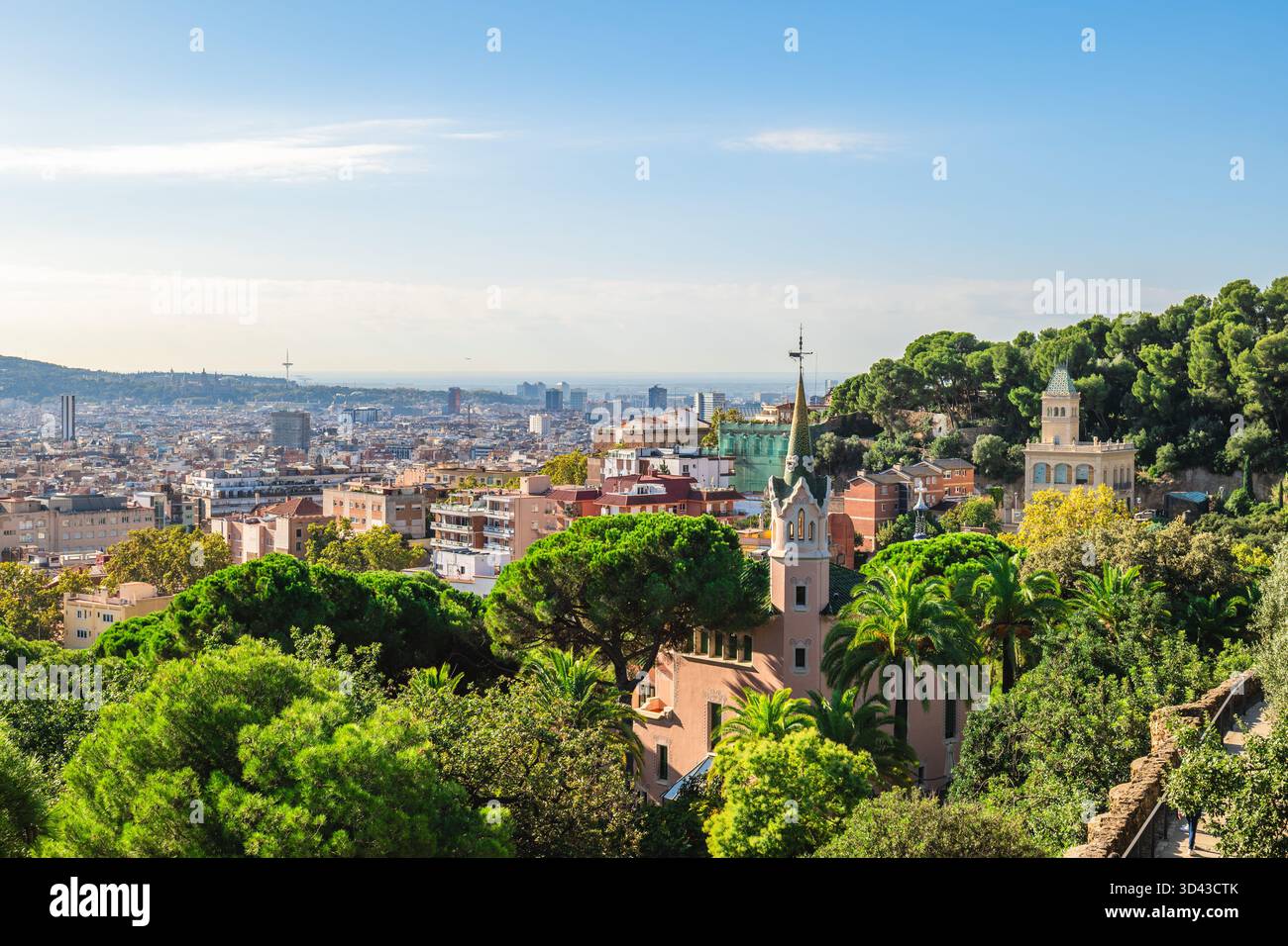 Park Guell, un complesso di parchi e giardini nel quartiere di la Salut a Barcellona, Catalogna, Spagna Foto Stock