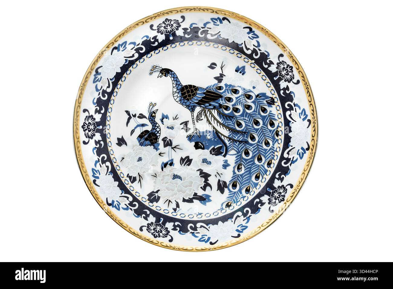 Piastra in ceramica dipinta in modo artistico isolata su sfondo bianco Foto Stock