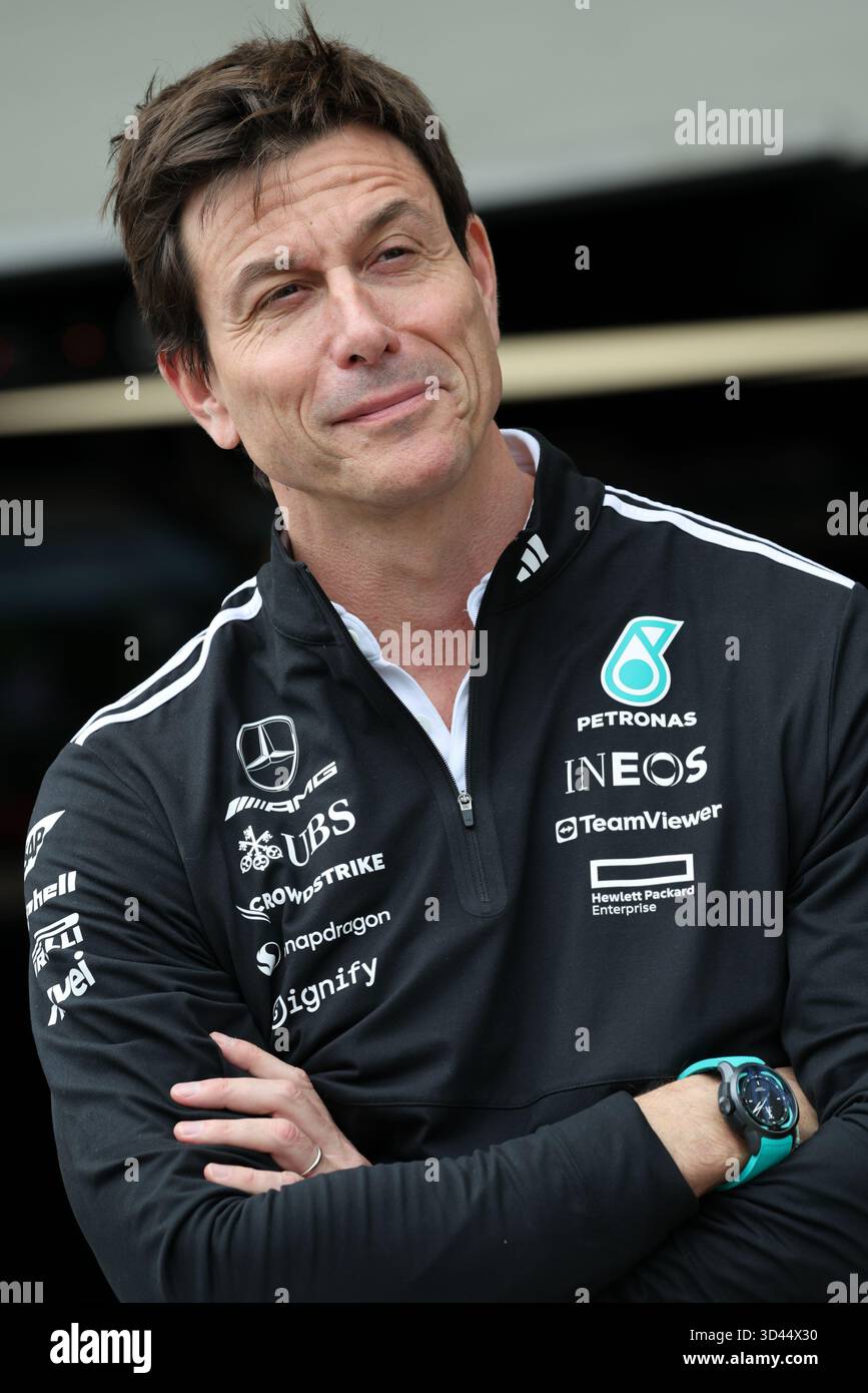 San Paolo, BRA. 11/08/2025. Toto Wolff, Team principal del team Mercedes-AMG Petronas F1 Team, durante la Formula 1 MSC Cruises grande Premio De Sao Paulo 2025. Crediti: Alessio Morgese / Alamy live news Foto Stock