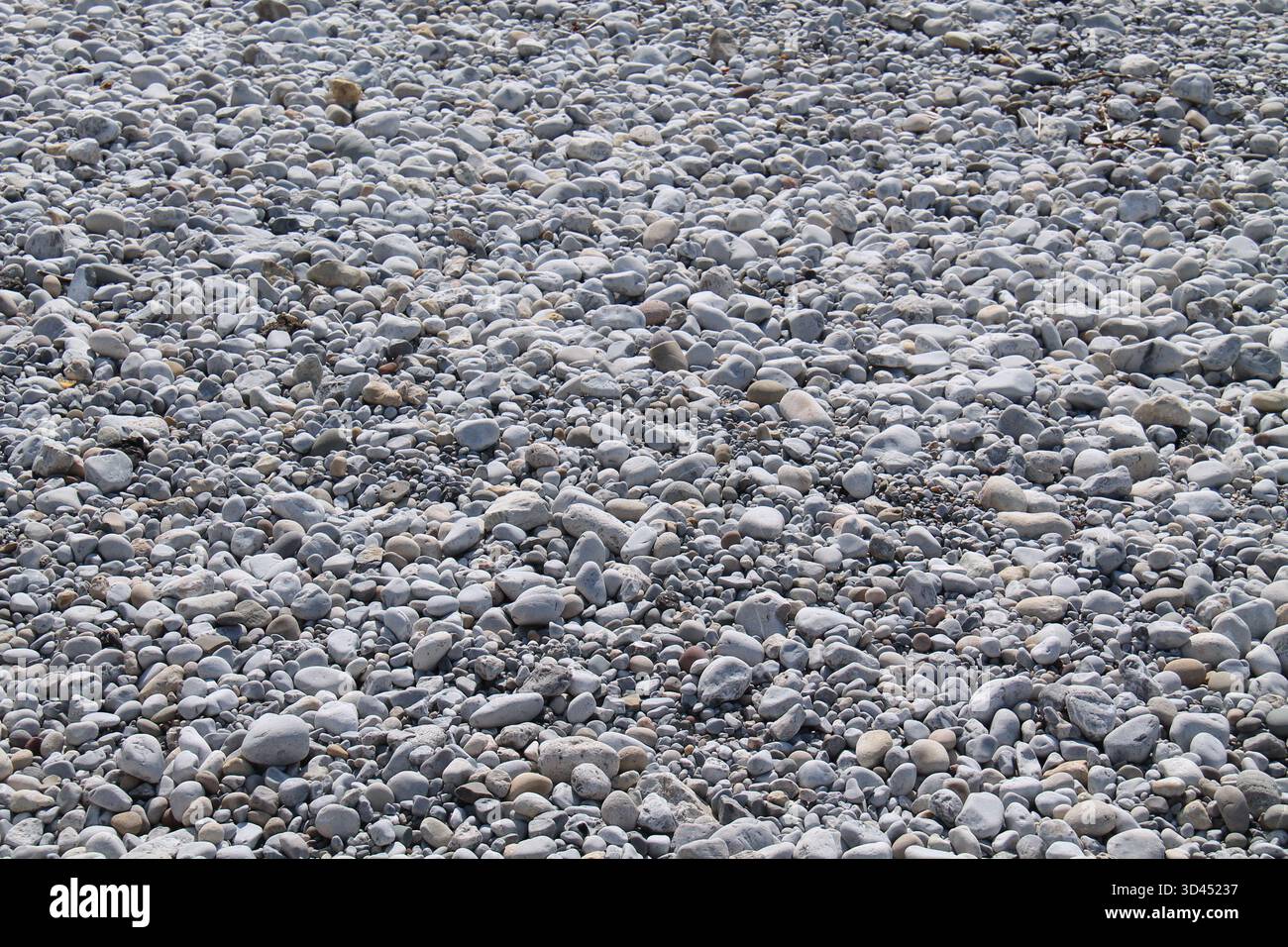 Le pietre e i ciottoli su una spiaggia costiera. Foto Stock